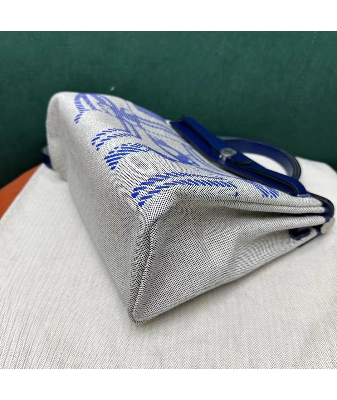 HERMES Синяя льняная сумка через плечо, фото 8