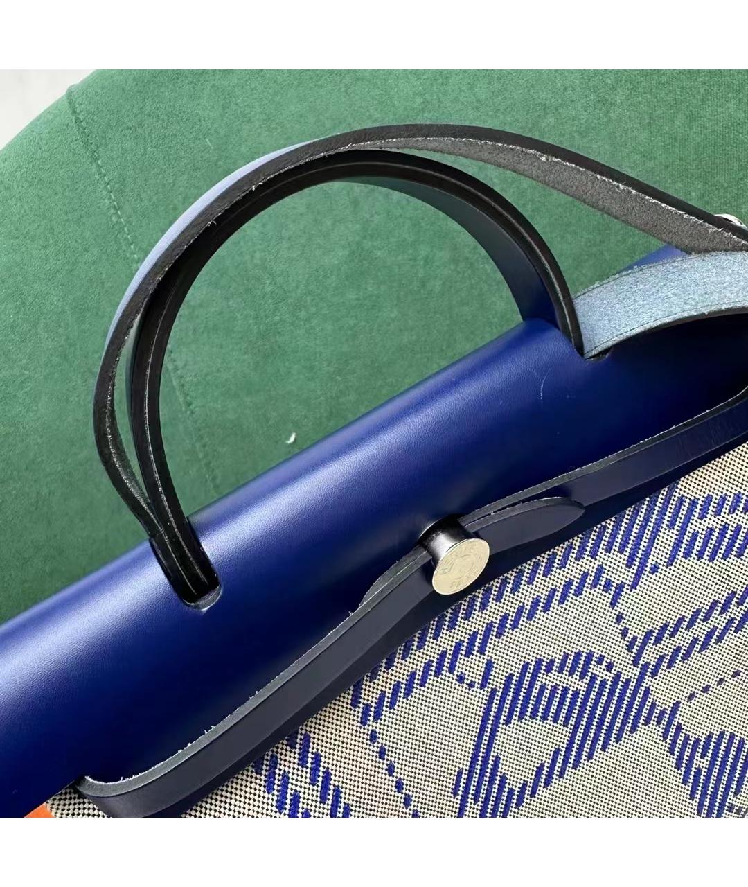 HERMES Синяя льняная сумка через плечо, фото 9