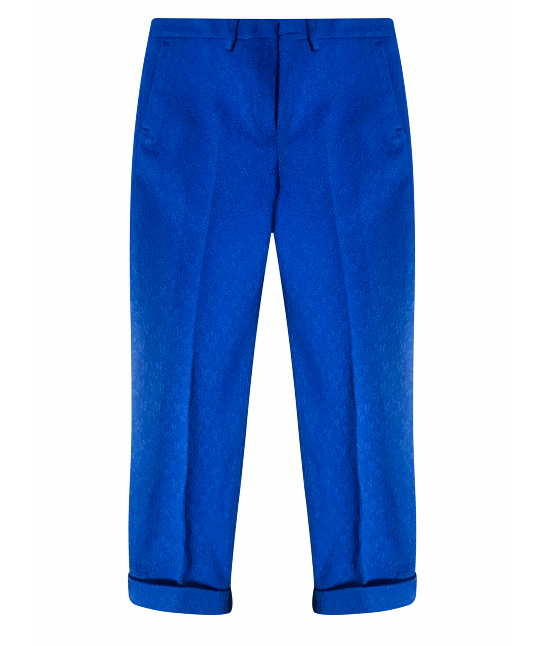 LOVE MOSCHINO Синие полиэстеровые прямые брюки, фото 1