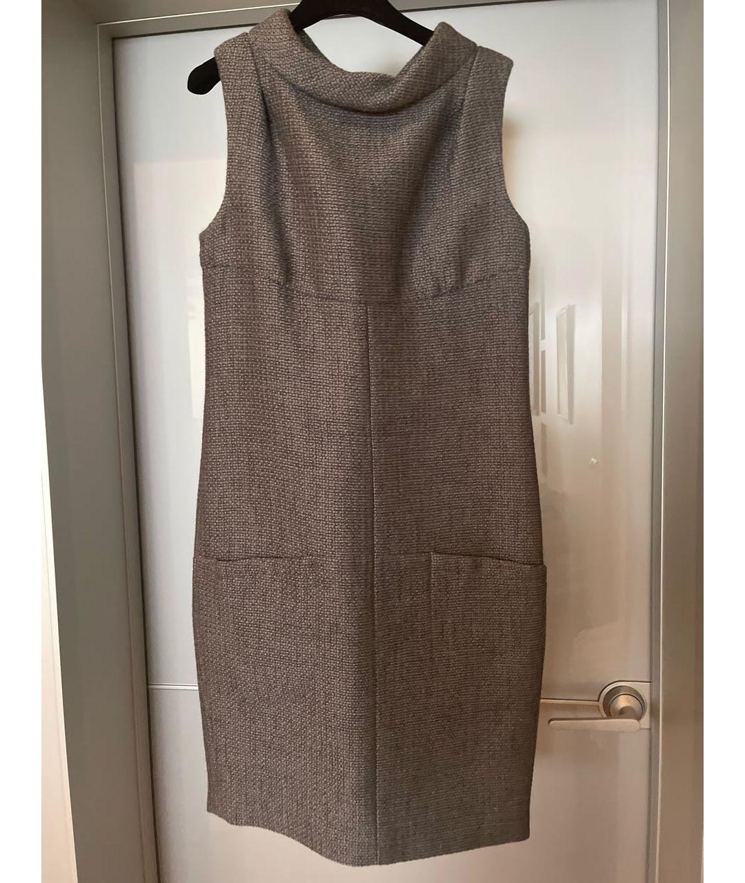 CHANEL PRE-OWNED Серое шерстяное повседневное платье, фото 8