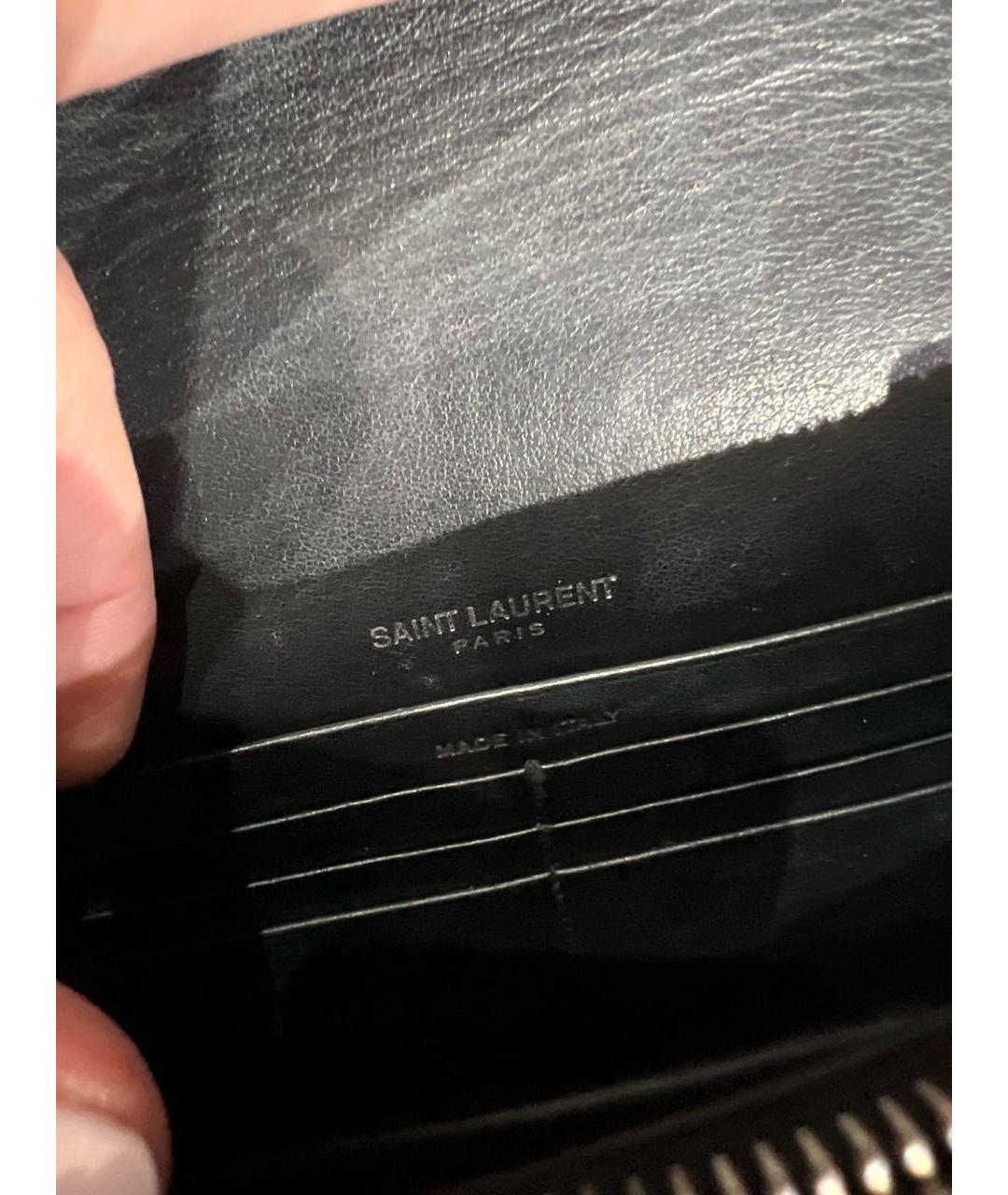SAINT LAURENT Черная сумка через плечо из лакированной кожи, фото 5