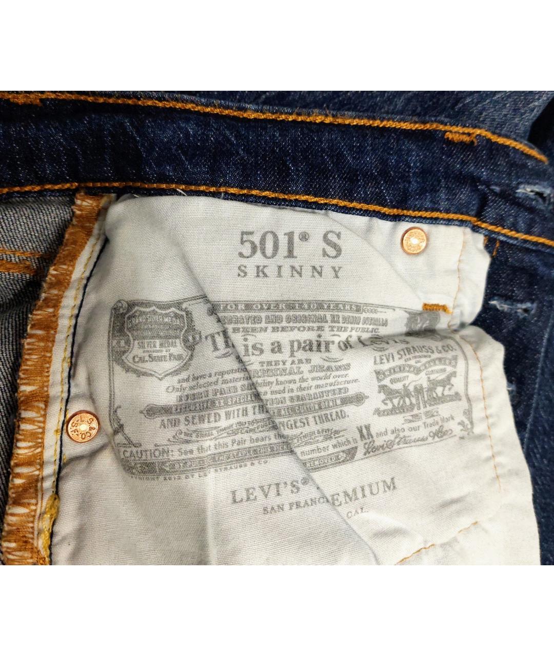 LEVI'S Синие хлопко-эластановые прямые джинсы, фото 5