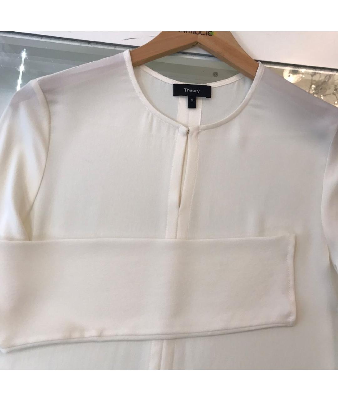 THEORY Белая шелковая блузы, фото 3