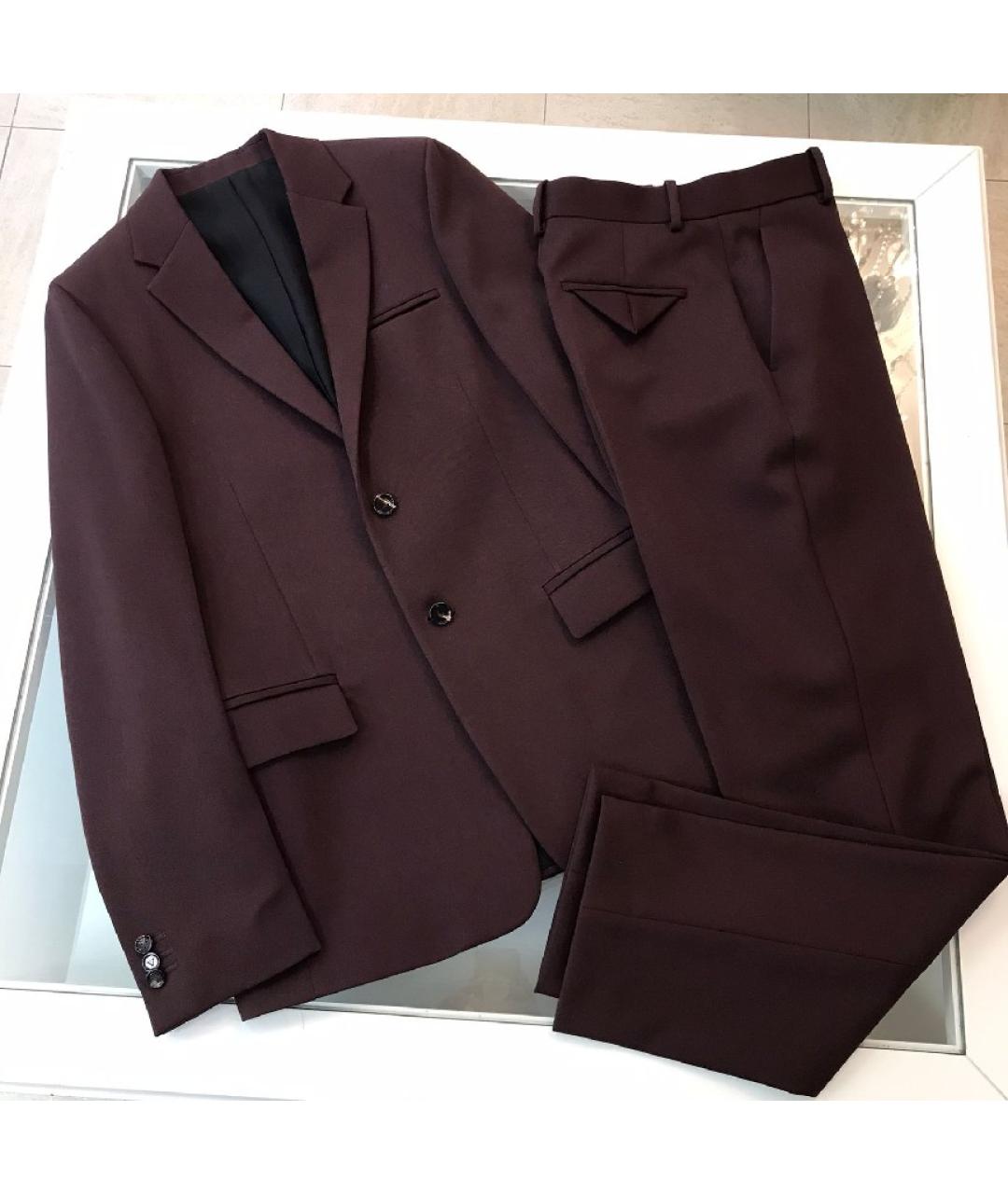 BOTTEGA VENETA Бордовый шерстяной костюм с брюками, фото 3