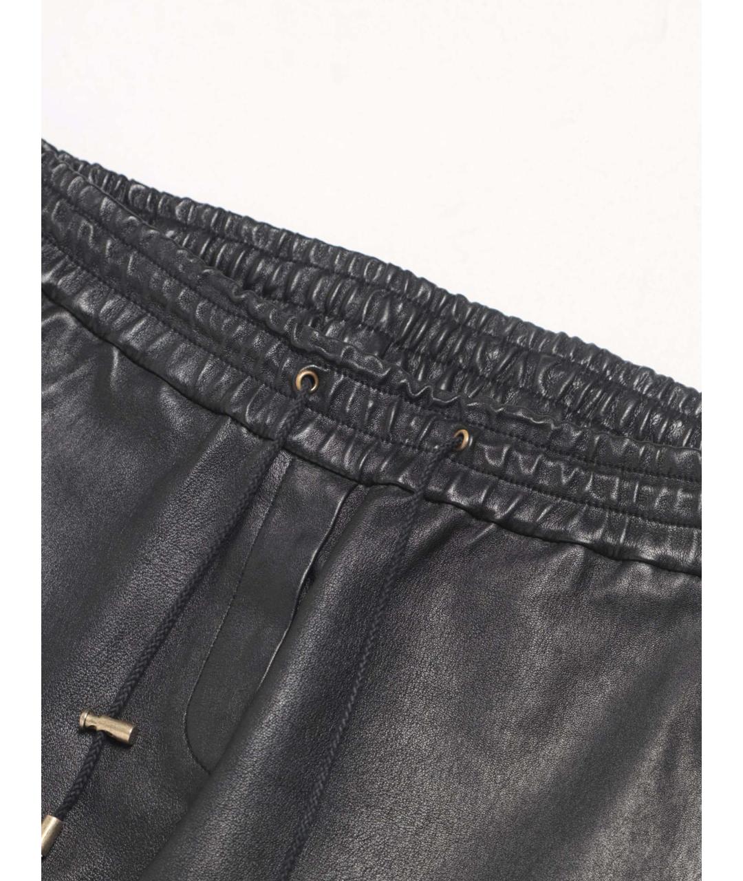 BALMAIN Черные кожаные повседневные брюки, фото 3