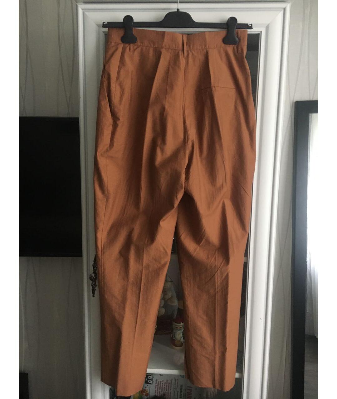 NANUSHKA Коричневые хлопковые прямые брюки, фото 2