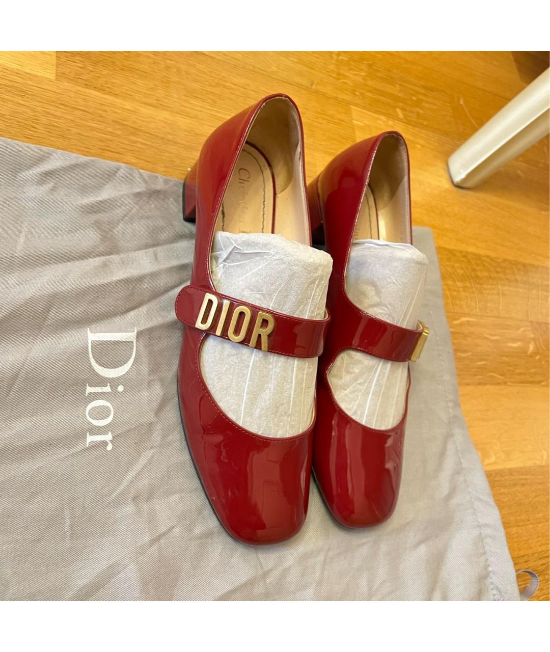 CHRISTIAN DIOR Бордовые балетки из лакированной кожи, фото 3