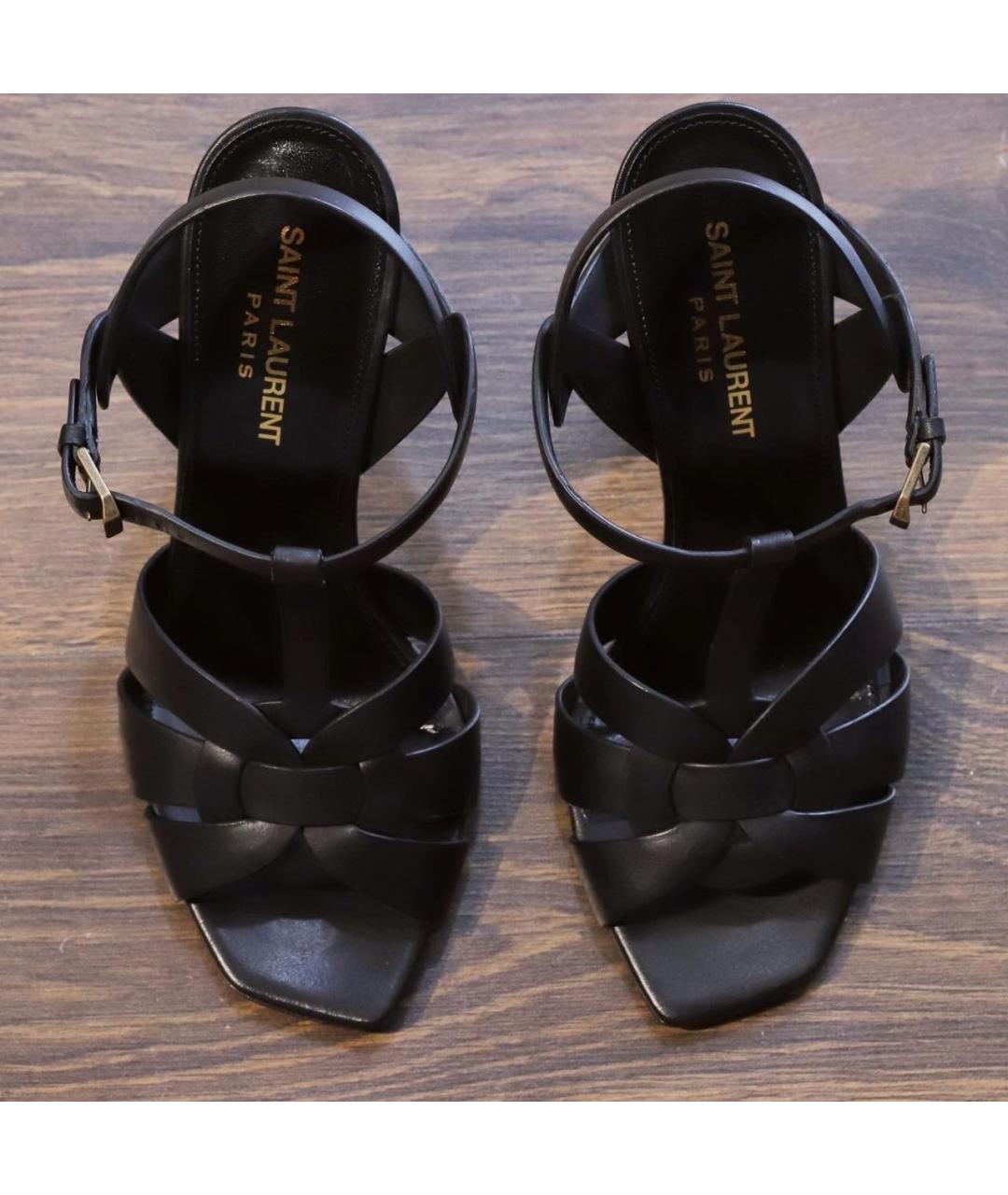 SAINT LAURENT Черные кожаные босоножки, фото 3