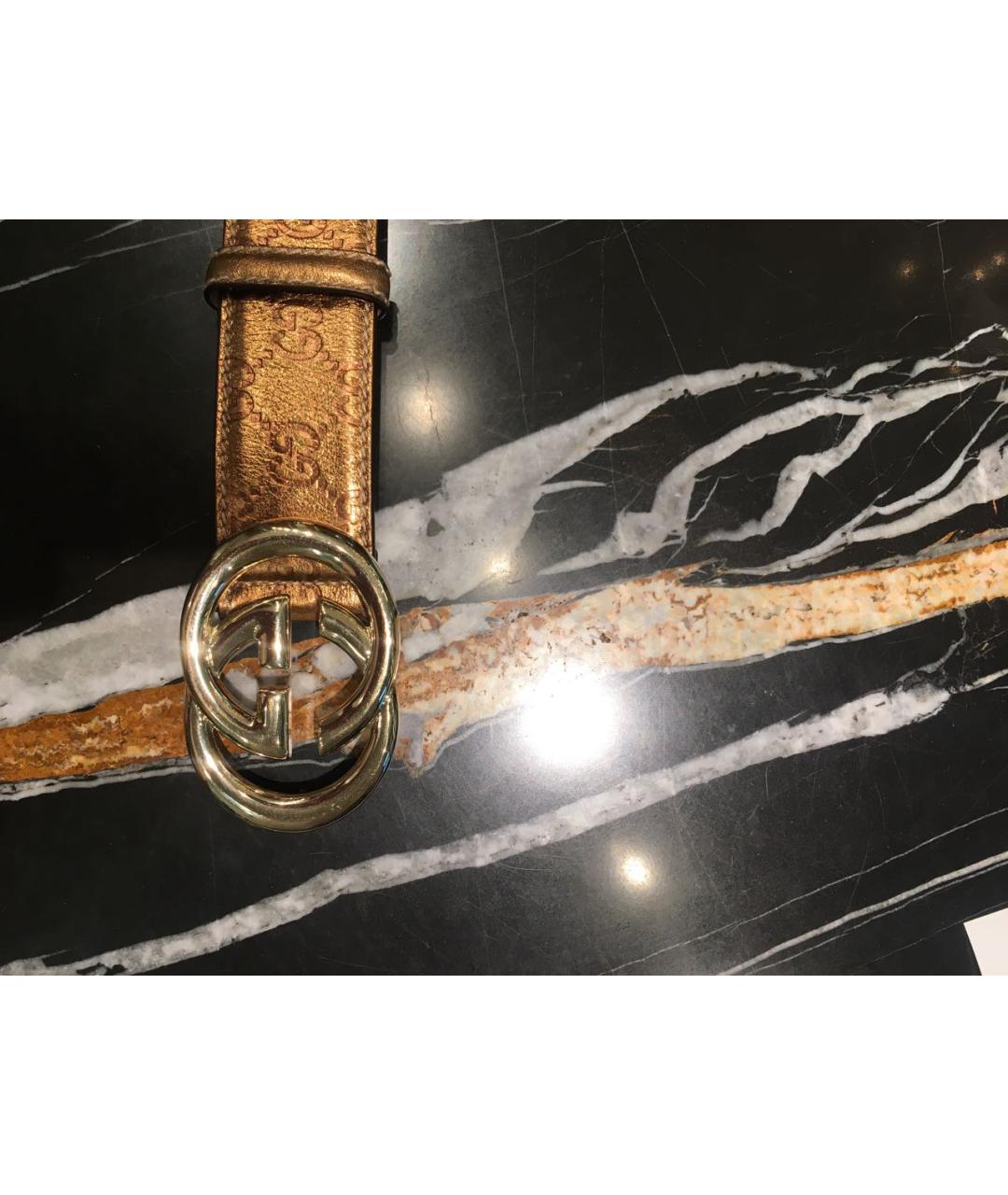 GUCCI Золотой кожаный ремень, фото 2