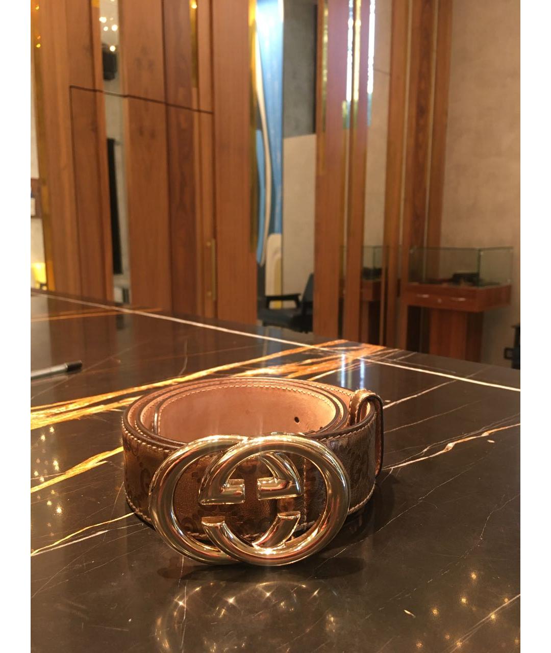 GUCCI Золотой кожаный ремень, фото 5