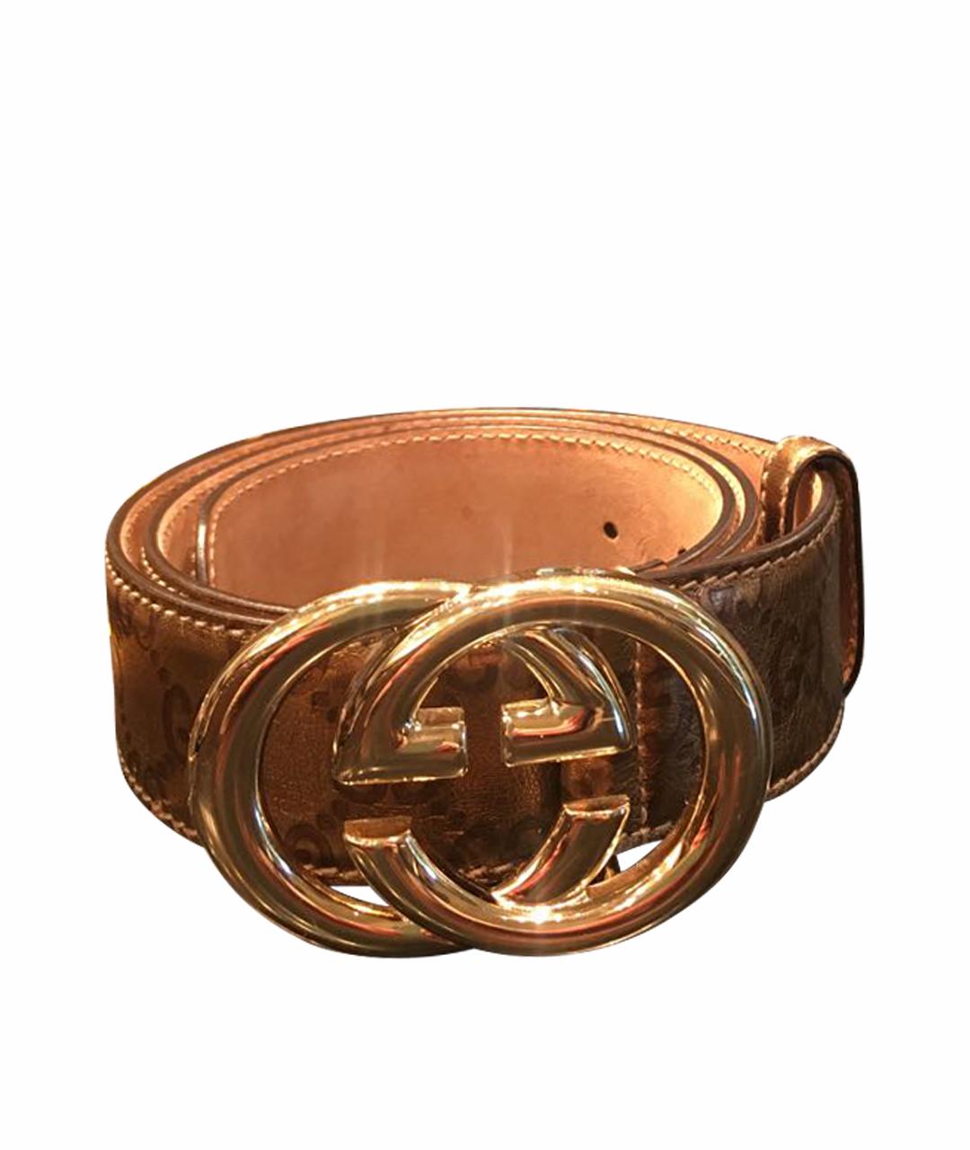 GUCCI Золотой кожаный ремень, фото 1