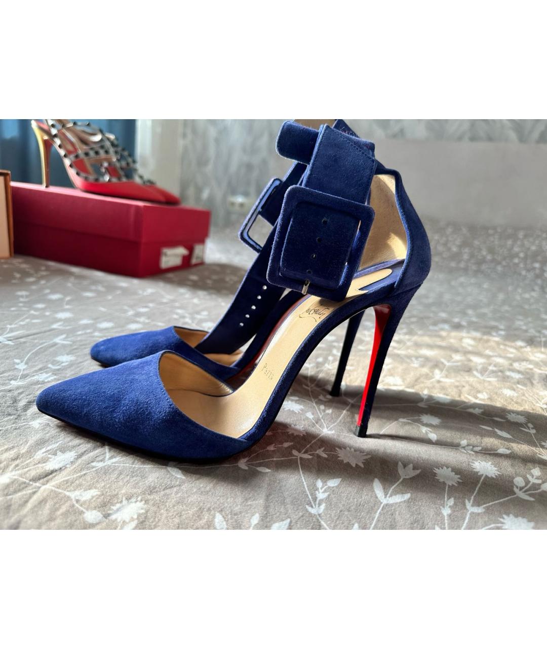 CHRISTIAN LOUBOUTIN Синие замшевые туфли, фото 5