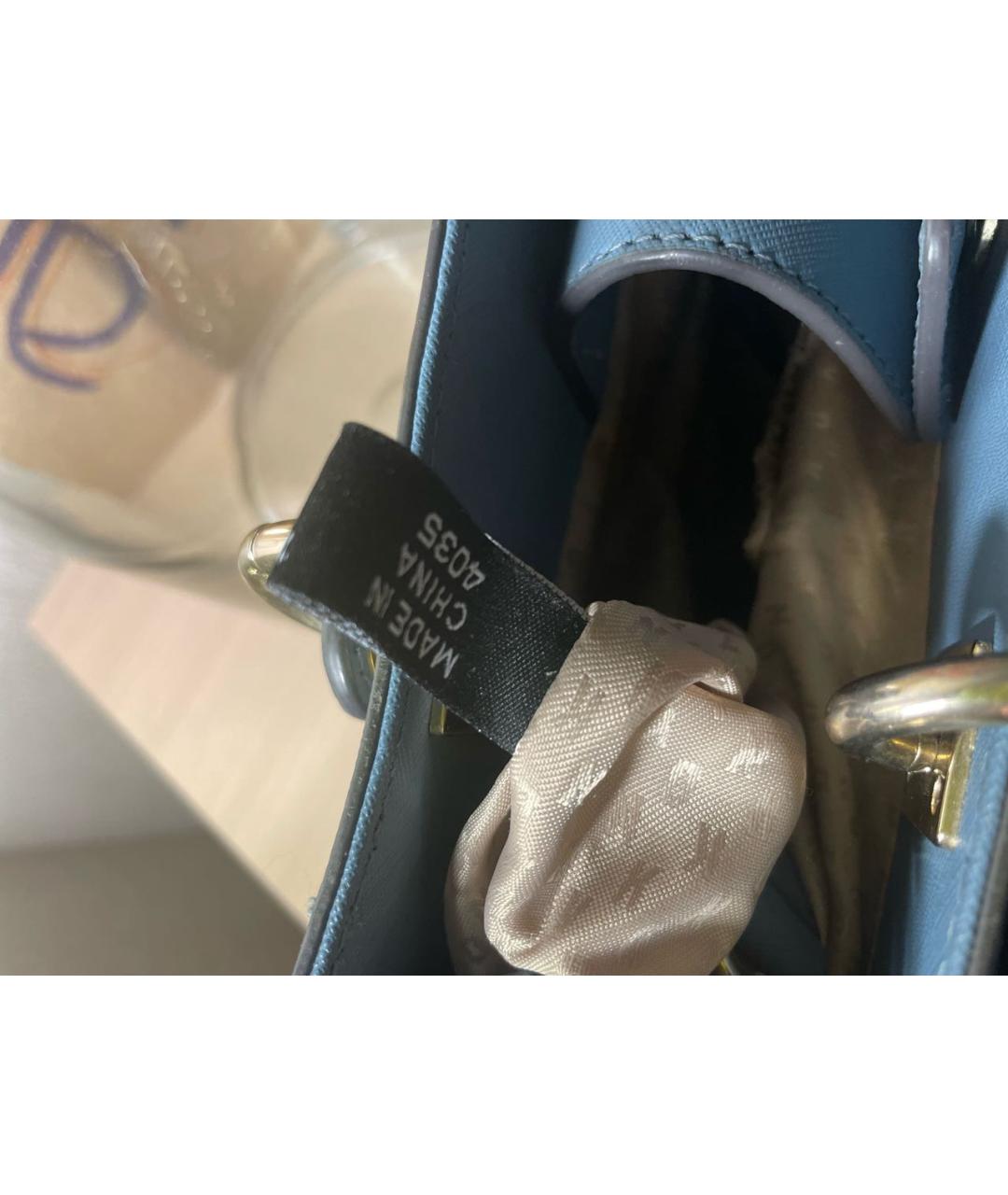 DKNY Голубая кожаная сумка тоут, фото 5