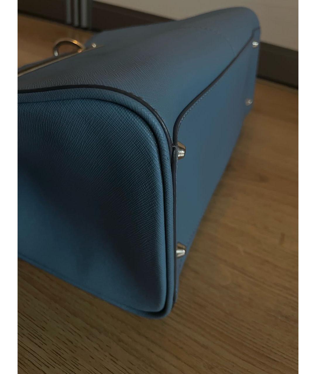 DKNY Голубая кожаная сумка тоут, фото 7