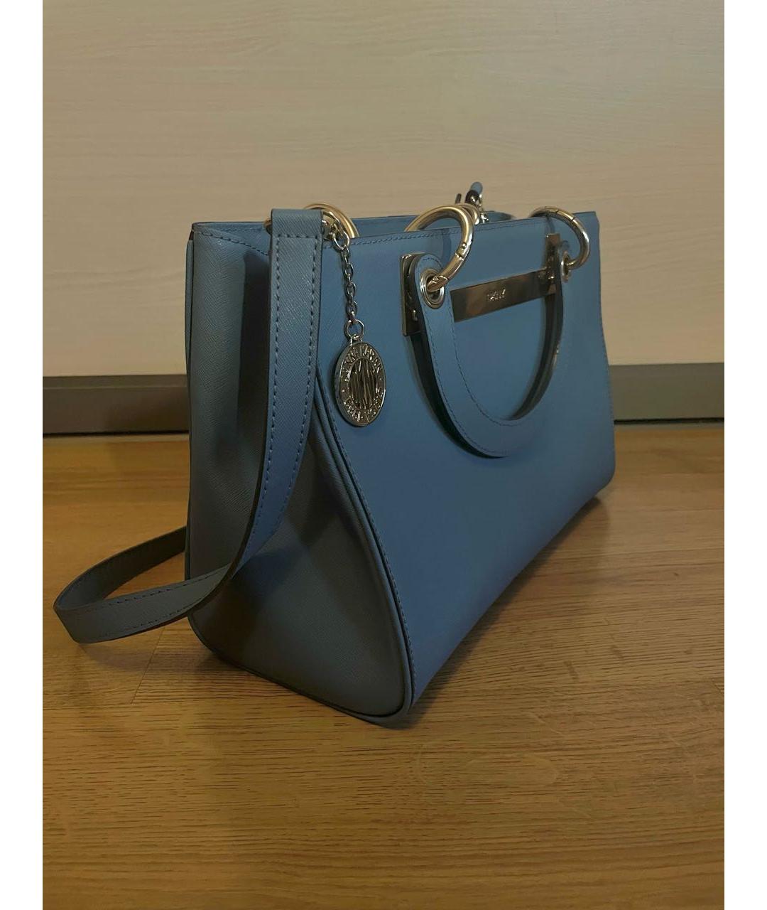 DKNY Голубая кожаная сумка тоут, фото 2