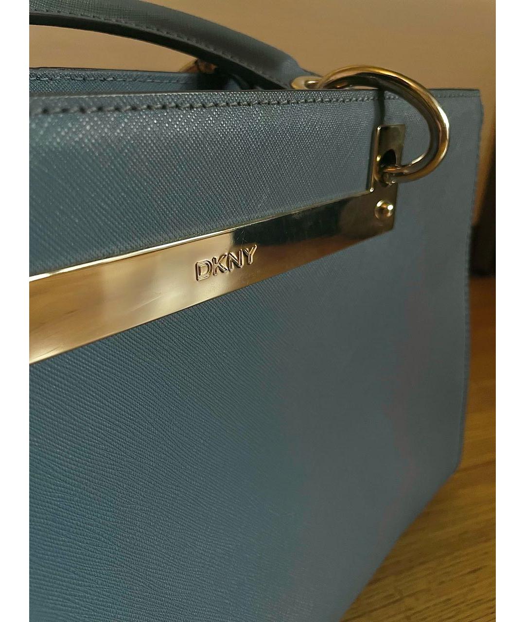 DKNY Голубая кожаная сумка тоут, фото 8