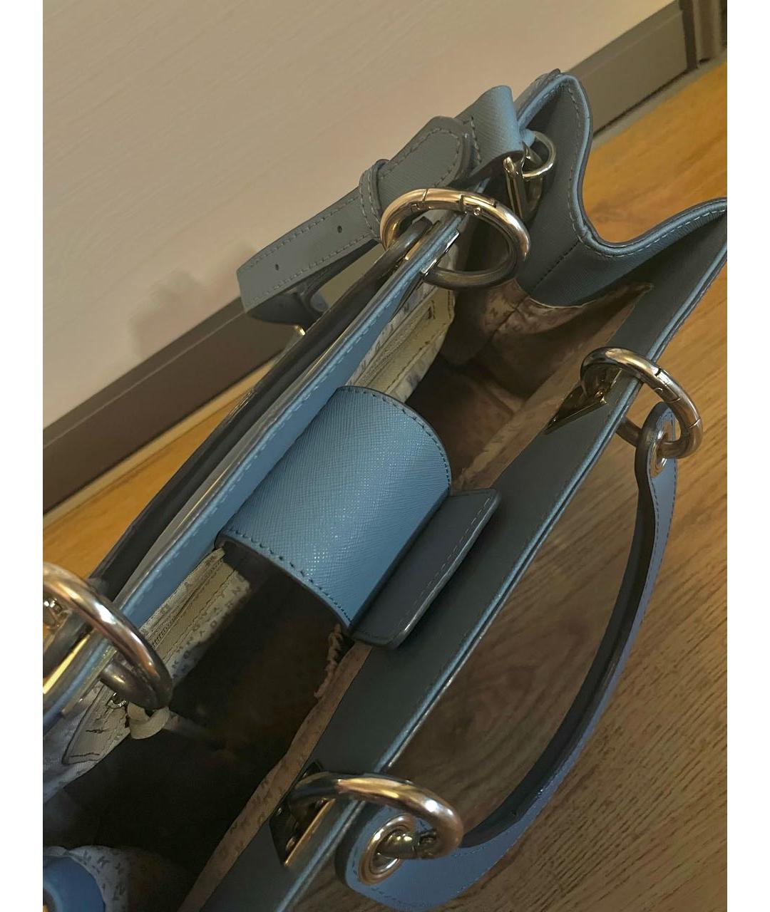 DKNY Голубая кожаная сумка тоут, фото 4