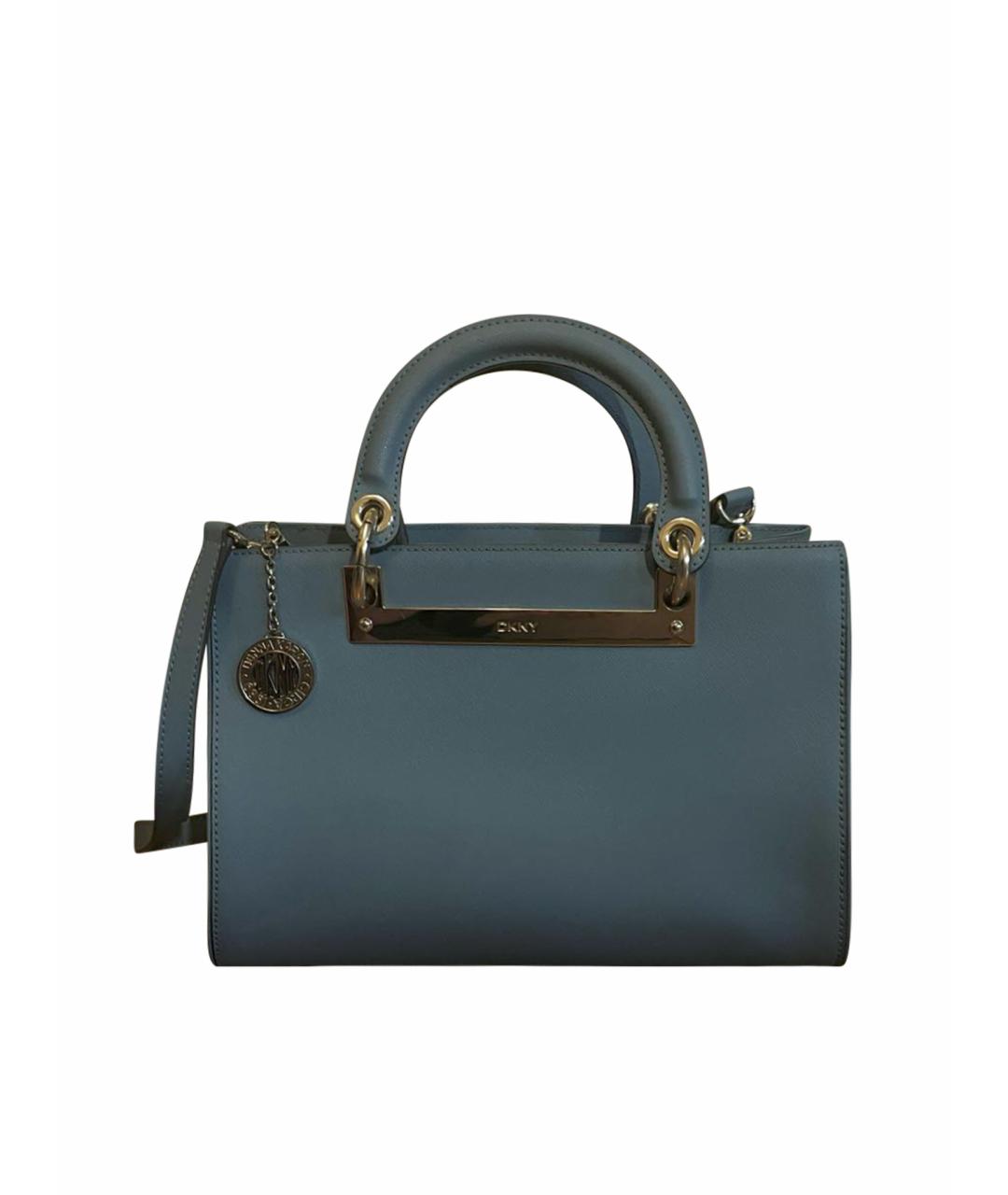 DKNY Голубая кожаная сумка тоут, фото 1
