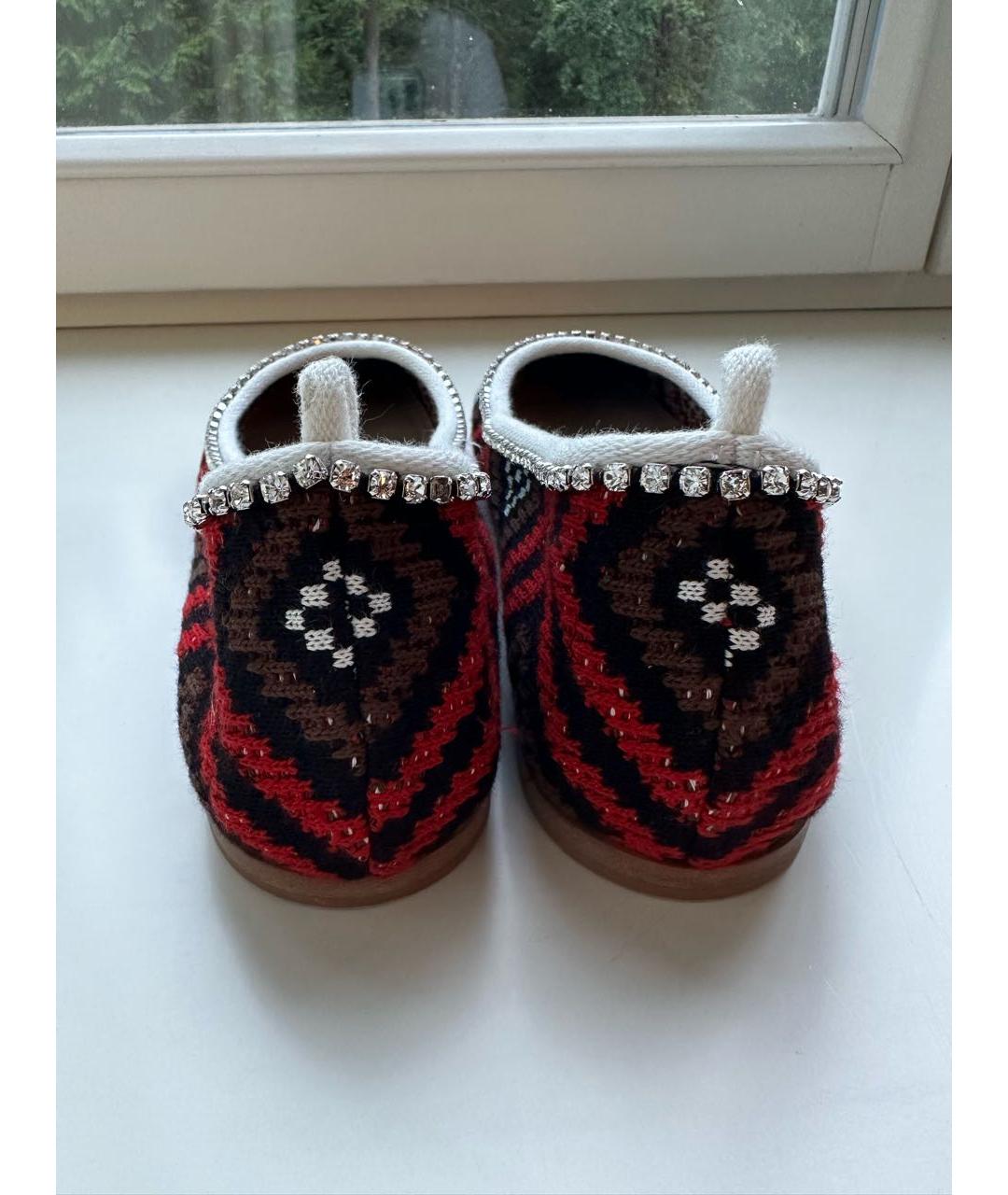 MIU MIU Бордовые текстильные балетки, фото 4