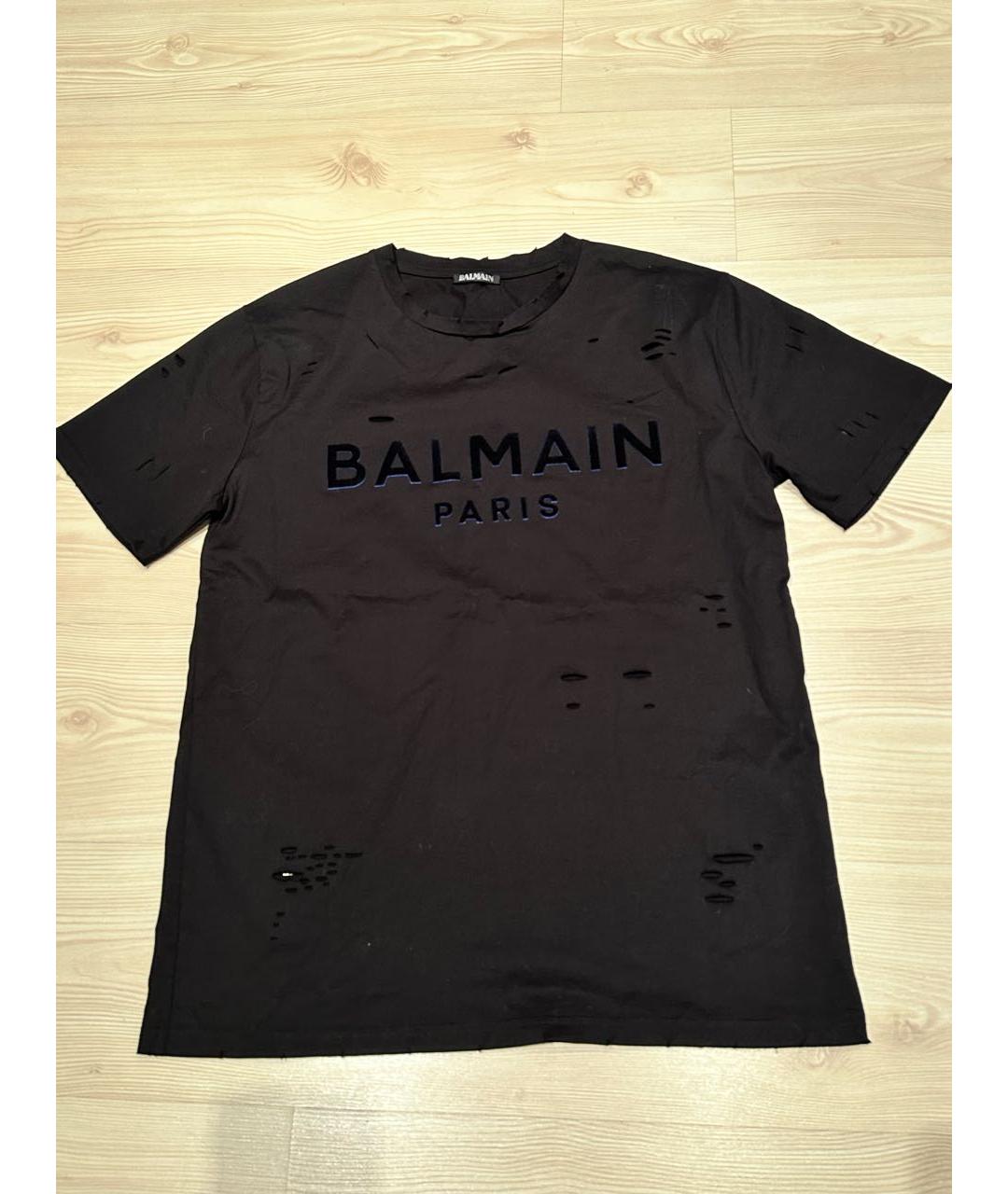 BALMAIN Черная хлопковая футболка, фото 7