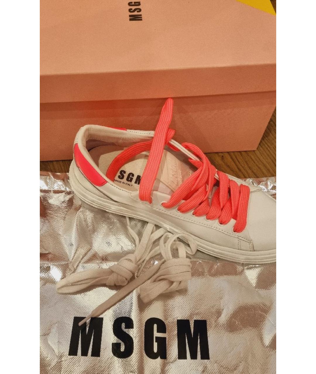 MSGM Белые кожаные кеды, фото 6