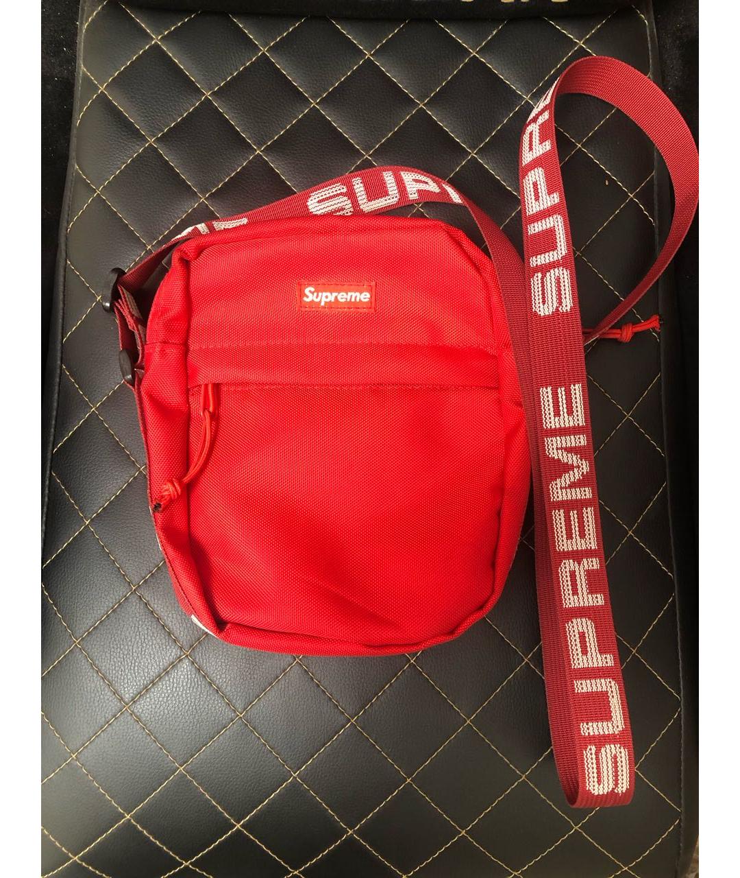 SUPREME Красная синтетическая сумка на плечо, фото 4