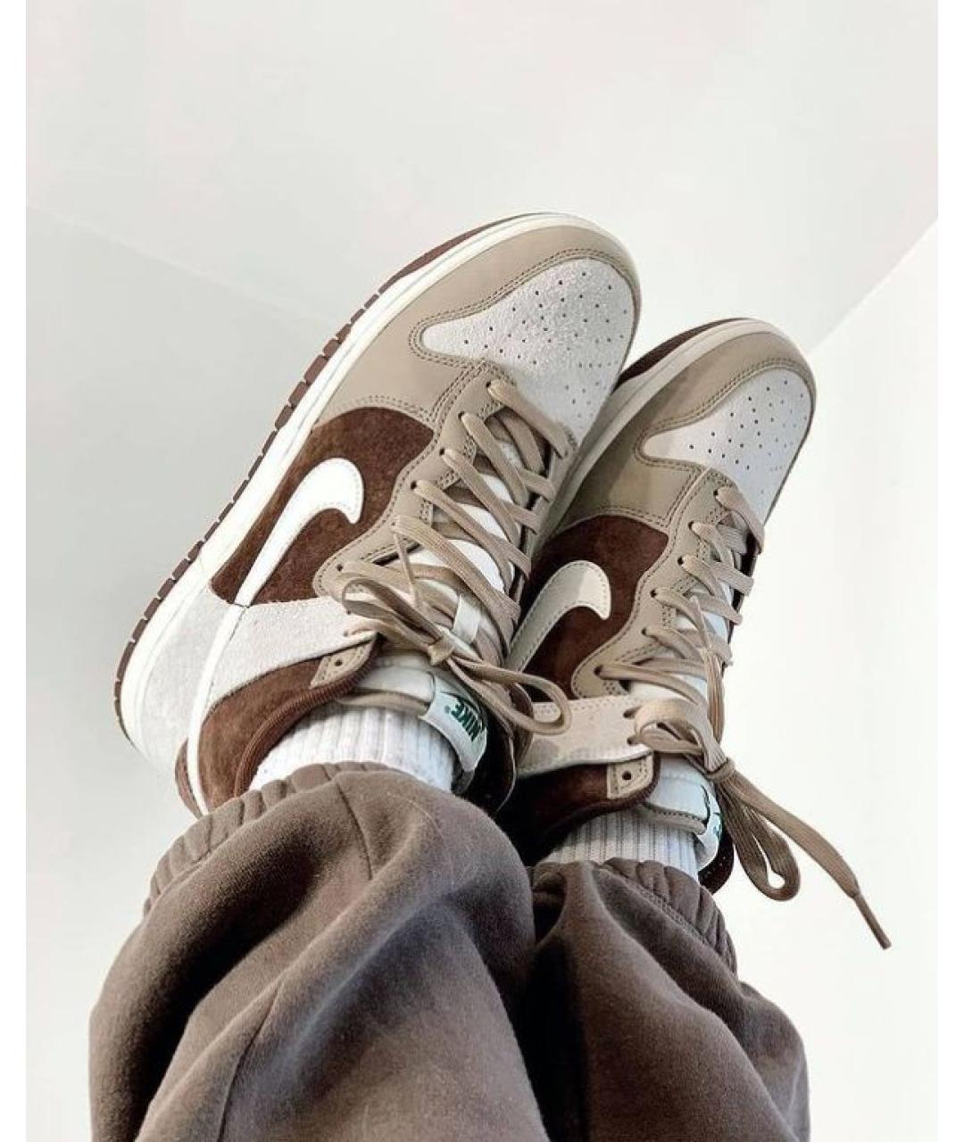 NIKE Коричневые замшевые высокие кроссовки / кеды, фото 5