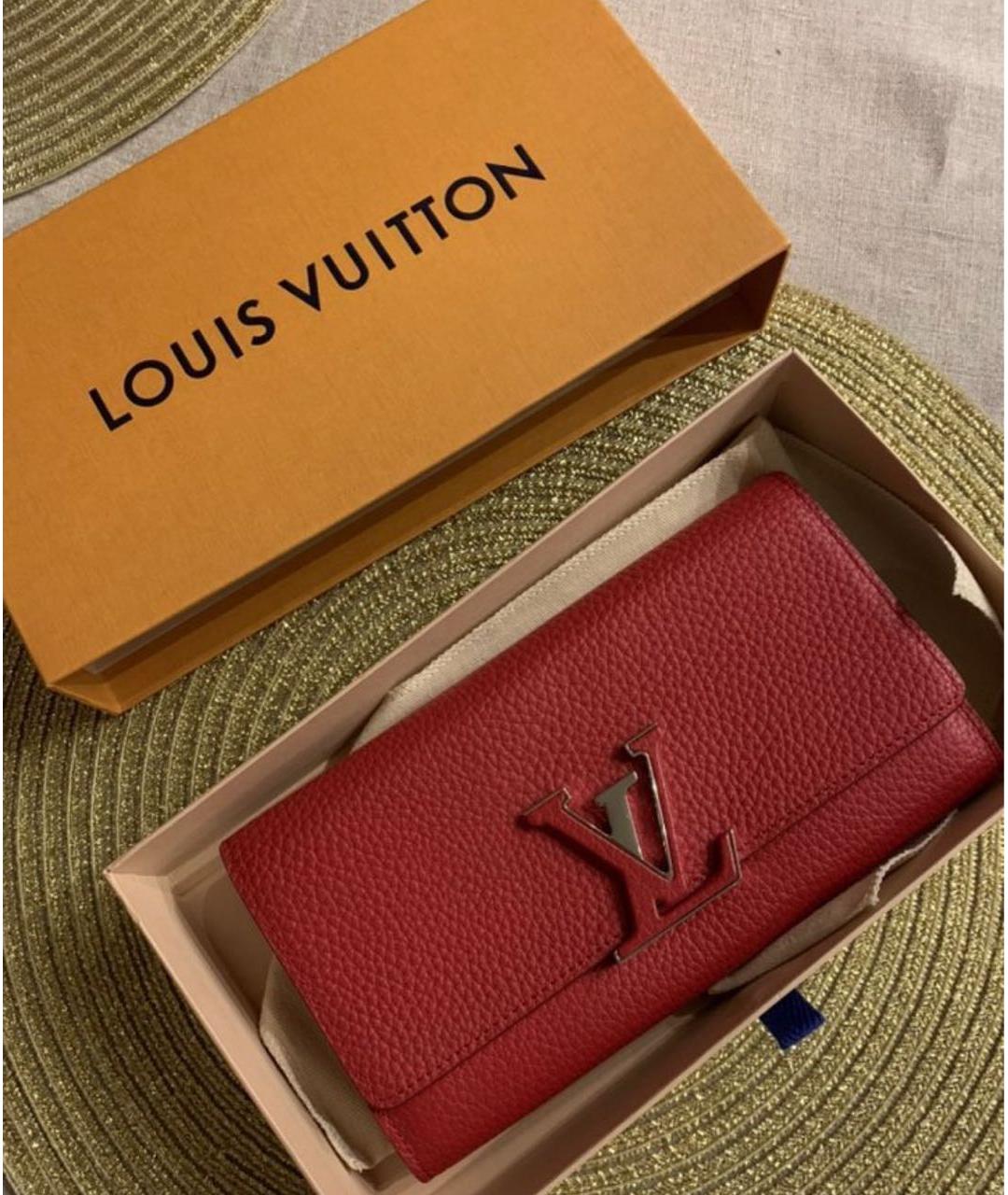 LOUIS VUITTON Красный кожаный кошелек, фото 2