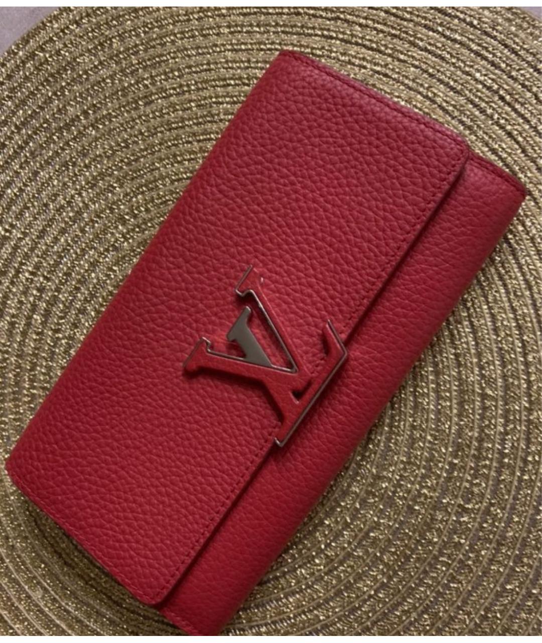 LOUIS VUITTON Красный кожаный кошелек, фото 5