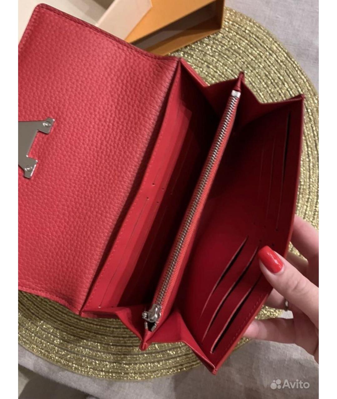 LOUIS VUITTON Красный кожаный кошелек, фото 4
