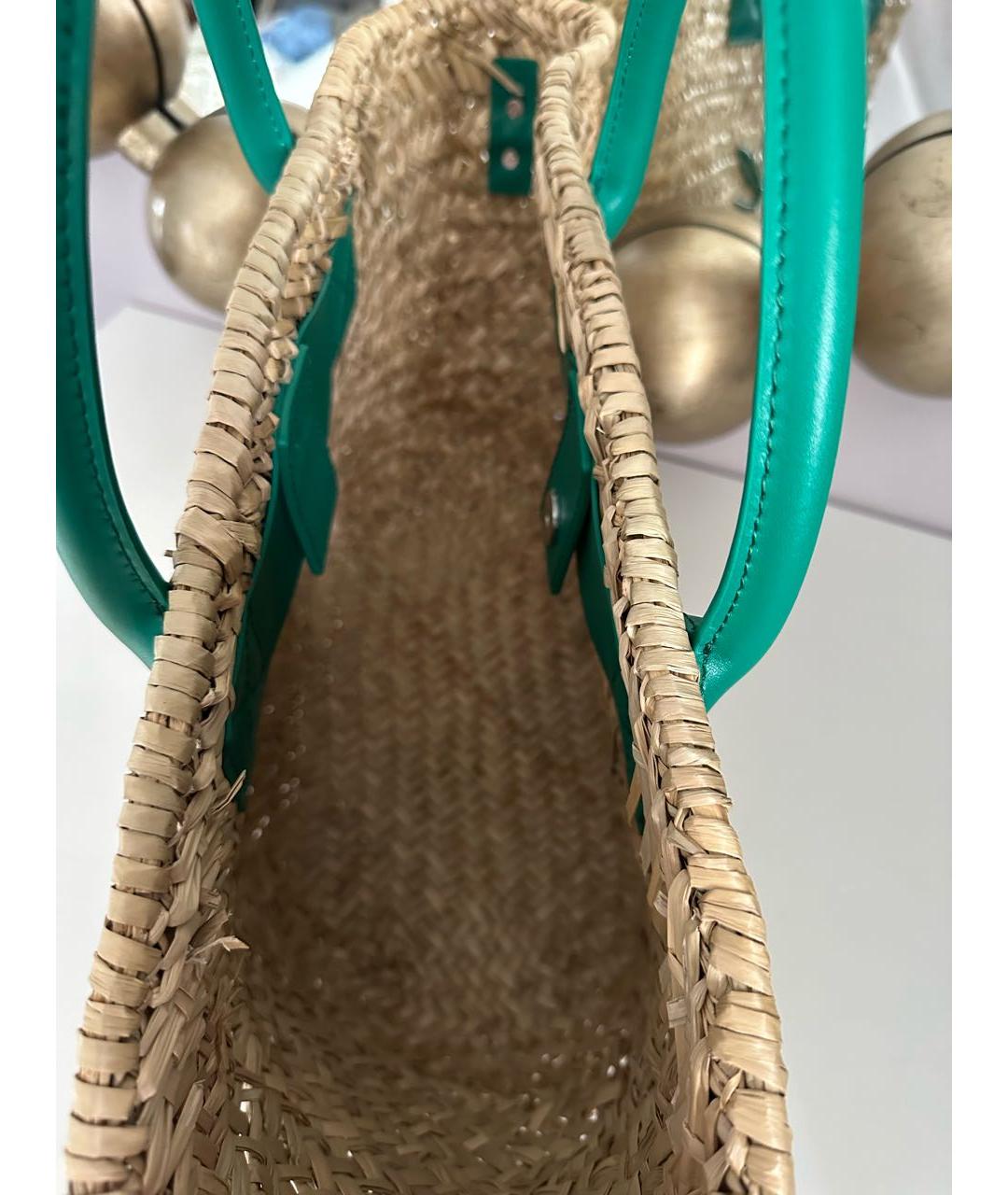 KARL LAGERFELD Зеленая пелетеная сумка с короткими ручками, фото 4