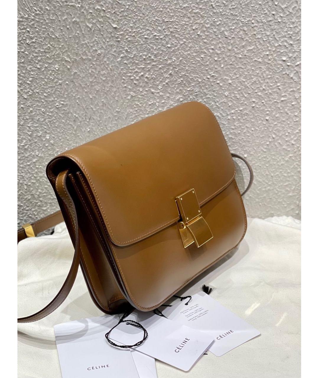 CELINE Коричневая кожаная сумка через плечо, фото 3