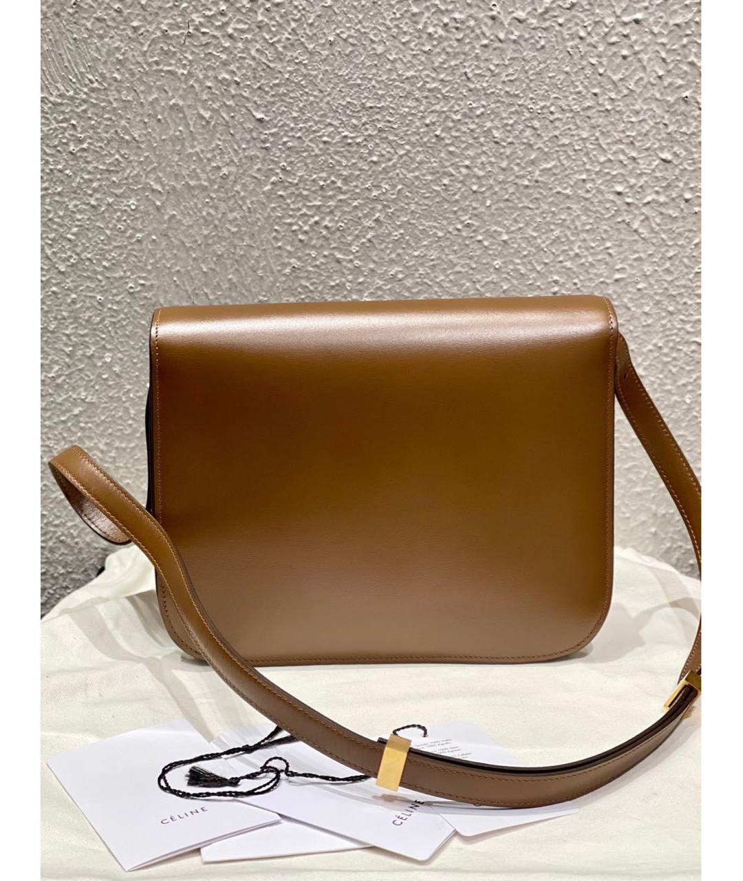 CELINE Коричневая кожаная сумка через плечо, фото 5