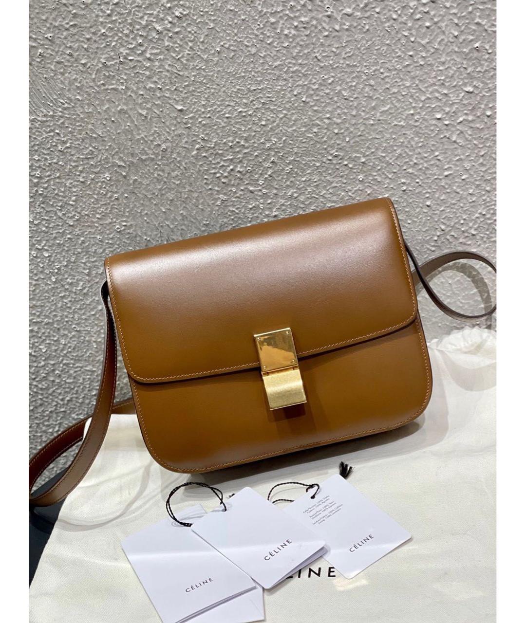 CELINE Коричневая кожаная сумка через плечо, фото 8