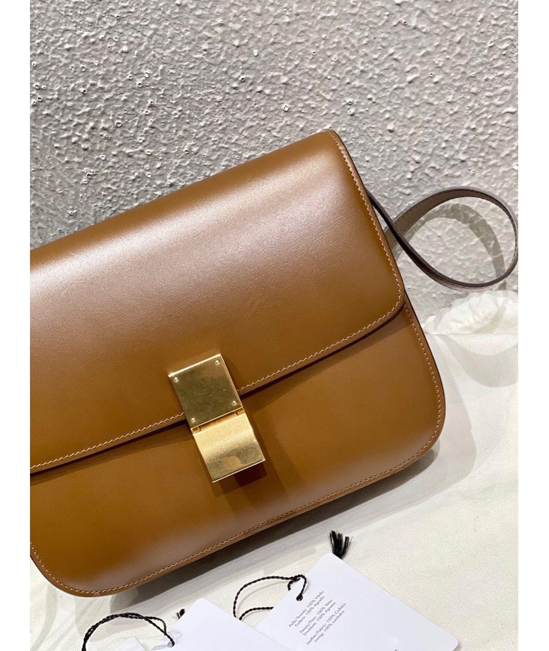 CELINE Коричневая кожаная сумка через плечо, фото 2