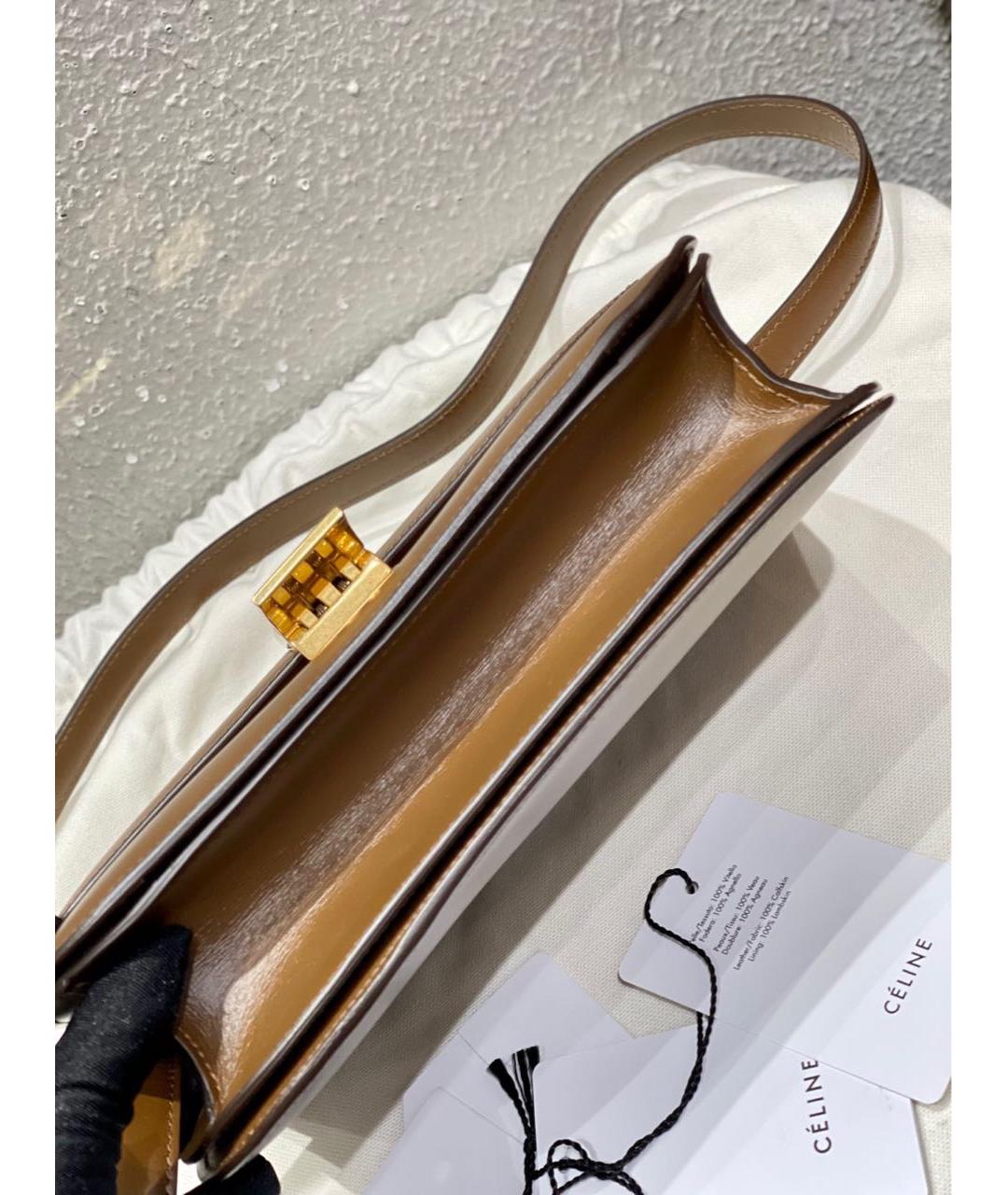 CELINE Коричневая кожаная сумка через плечо, фото 6