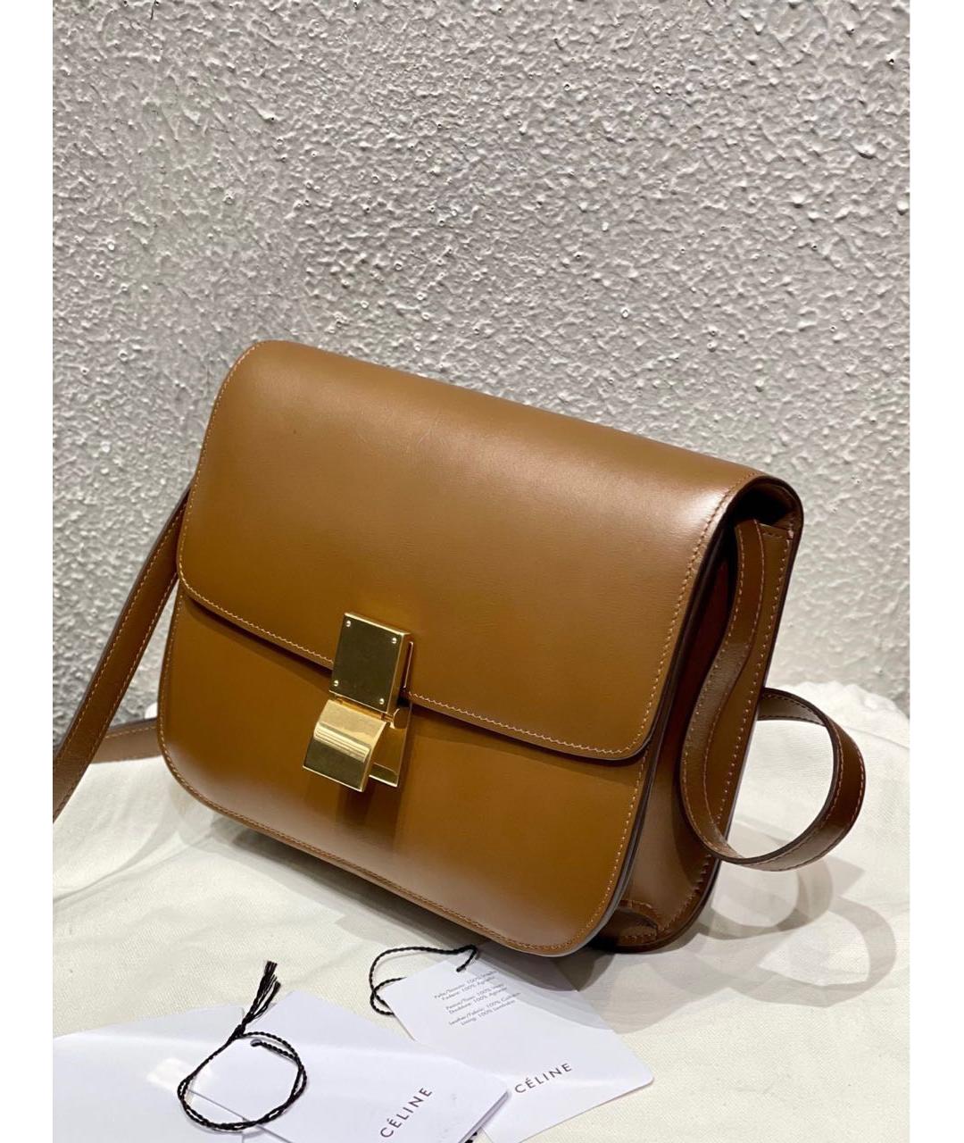 CELINE Коричневая кожаная сумка через плечо, фото 4