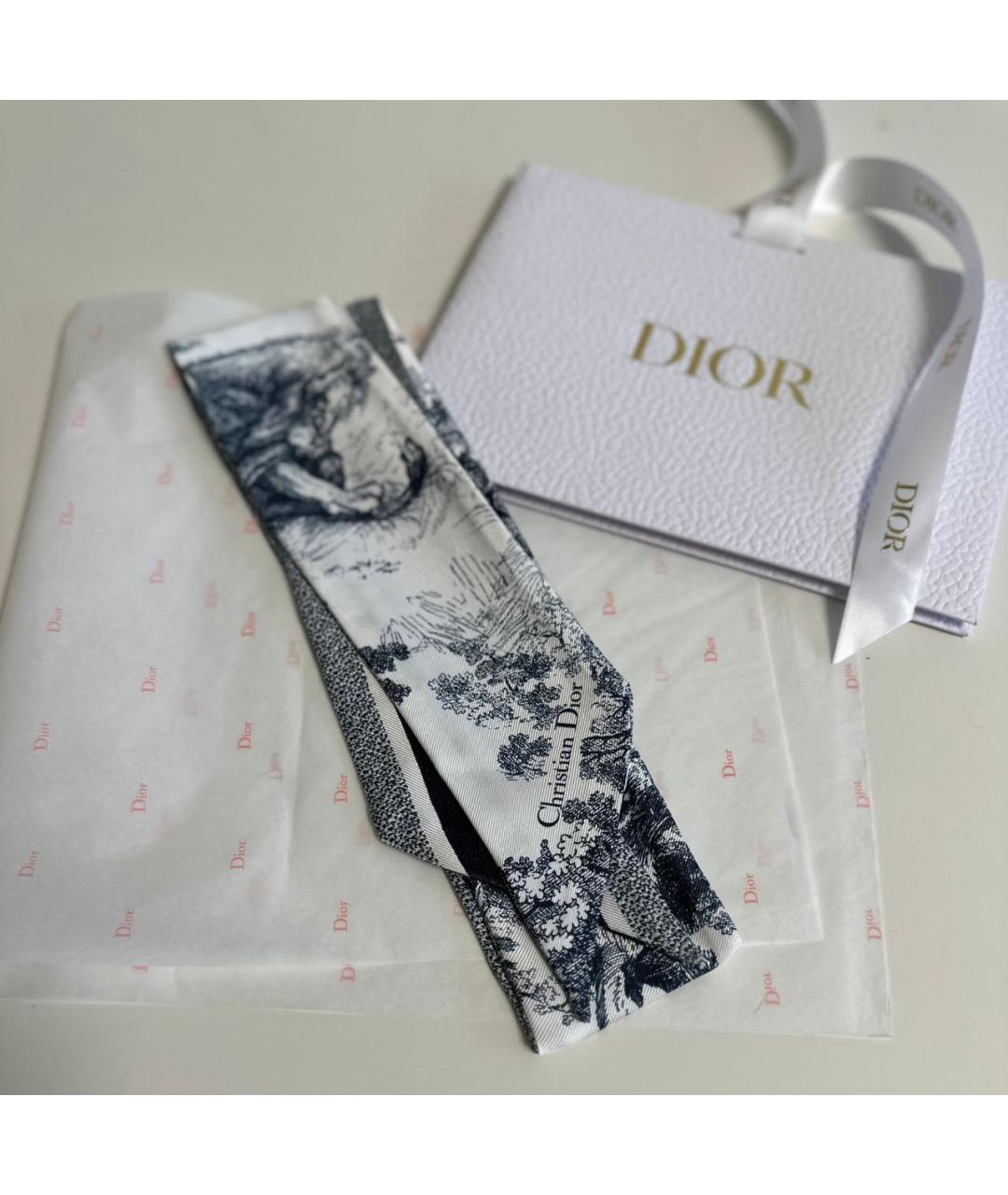 CHRISTIAN DIOR Белый шелковый шарф, фото 4