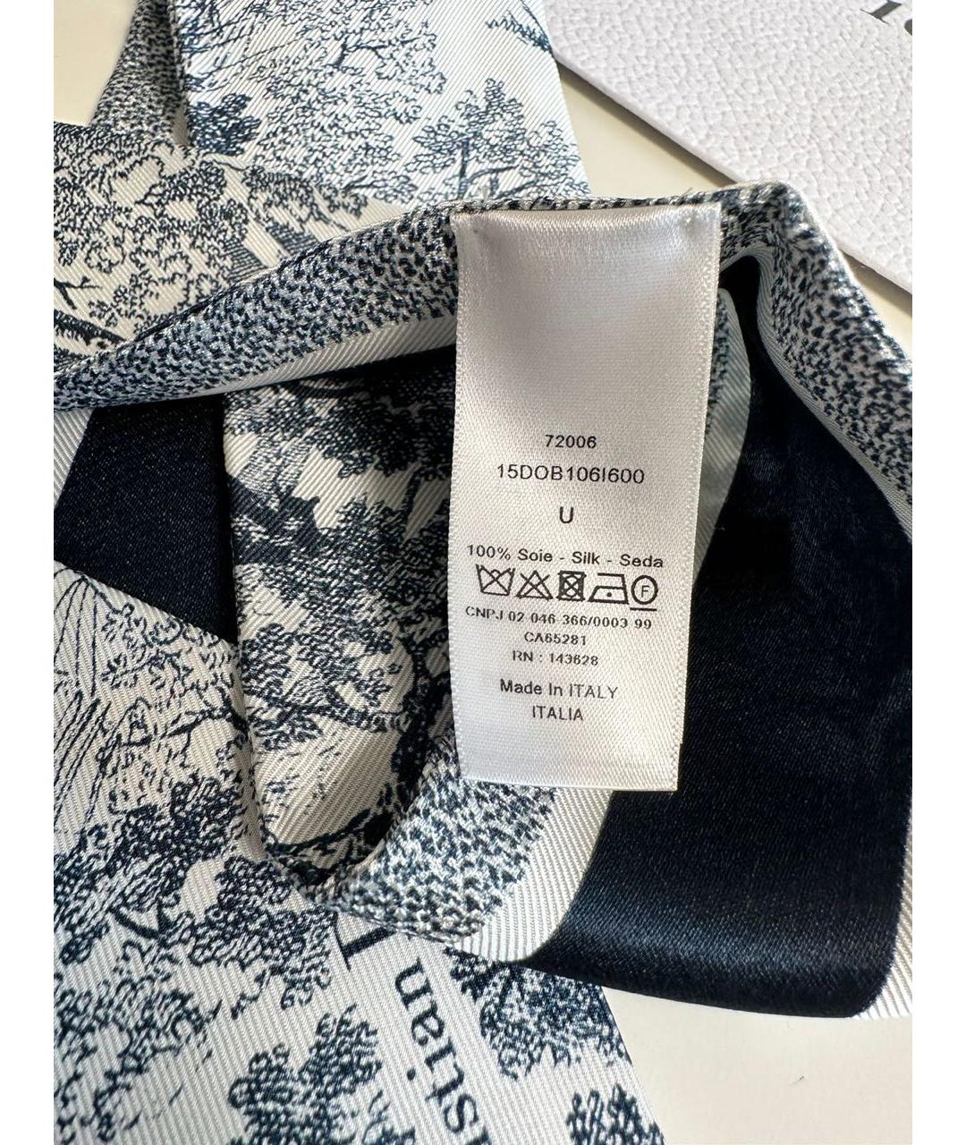 CHRISTIAN DIOR Белый шелковый шарф, фото 3