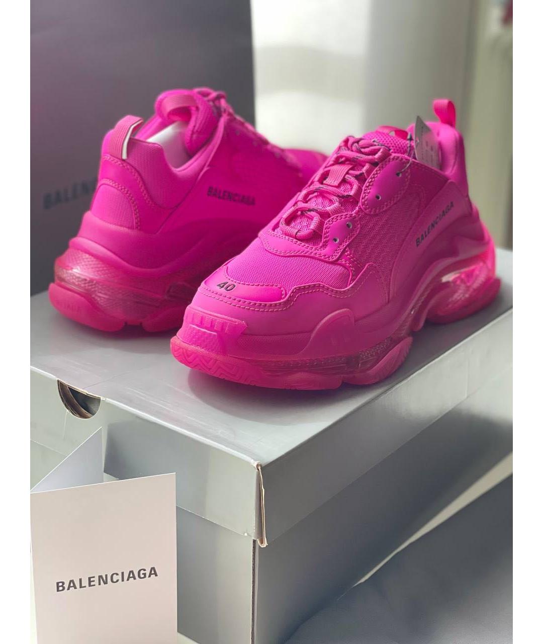 BALENCIAGA Розовые текстильные кроссовки, фото 3