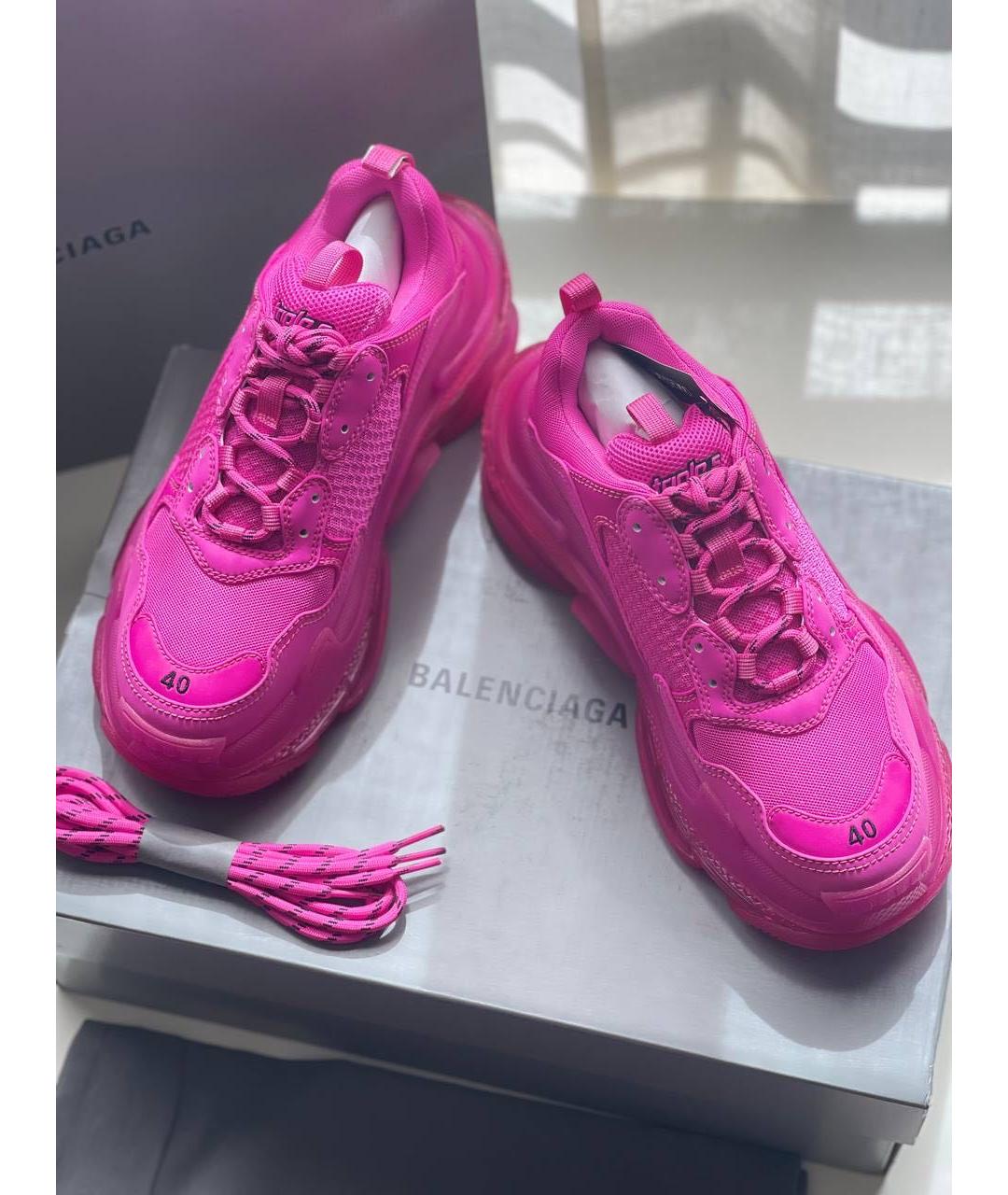 BALENCIAGA Розовые текстильные кроссовки, фото 2