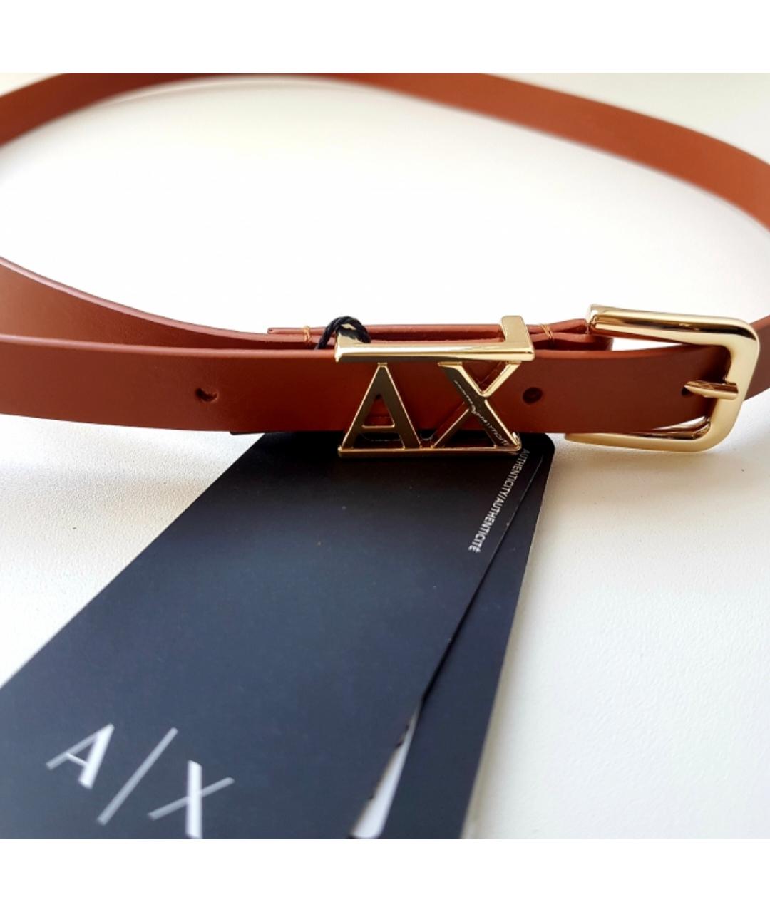ARMANI EXCHANGE Коричневый кожаный ремень, фото 4