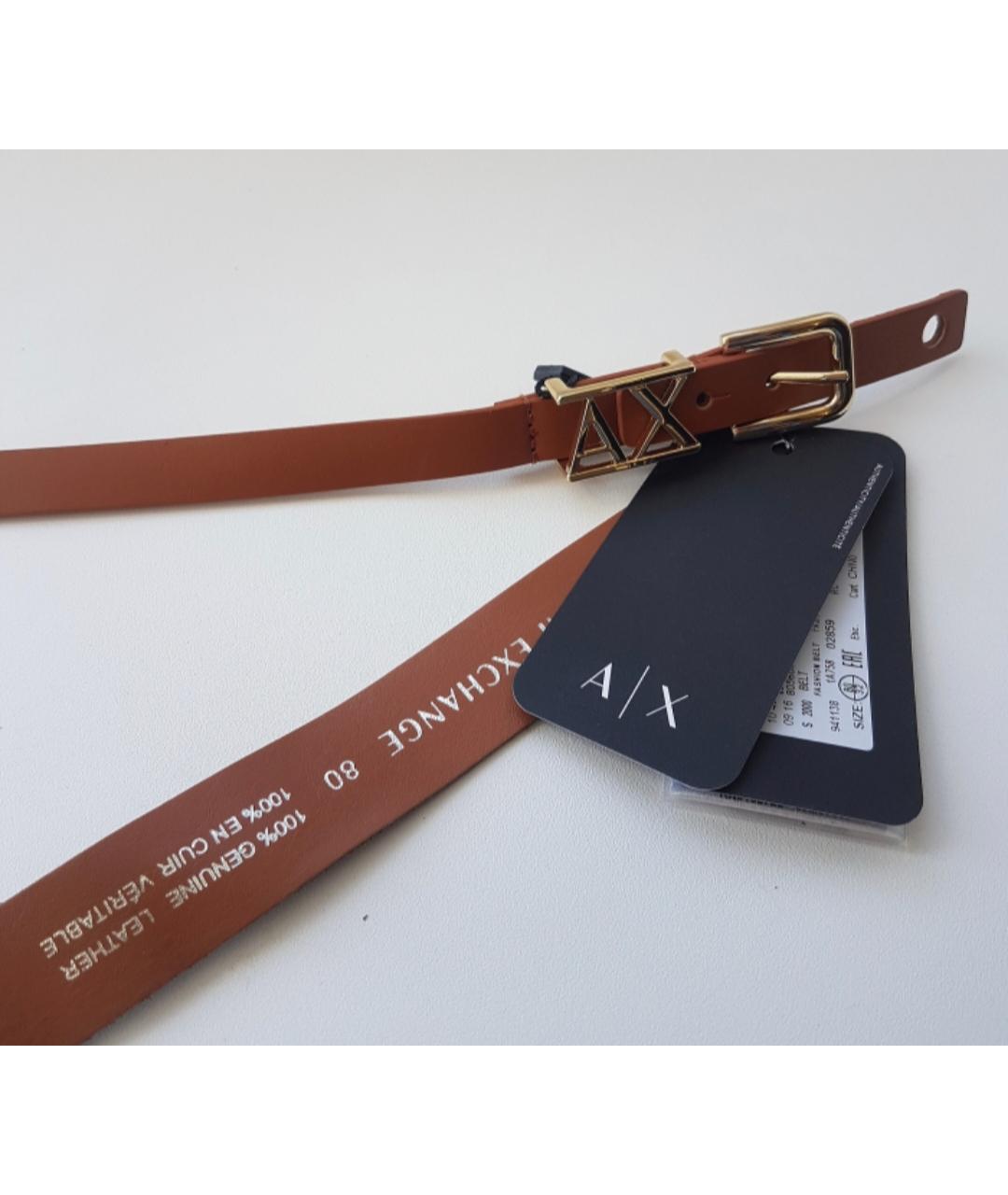 ARMANI EXCHANGE Коричневый кожаный ремень, фото 5