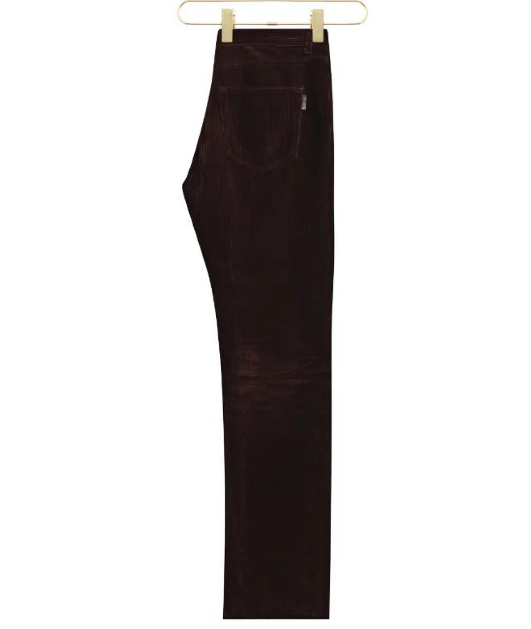 SAINT LAURENT Бордовые хлопковые повседневные брюки, фото 3