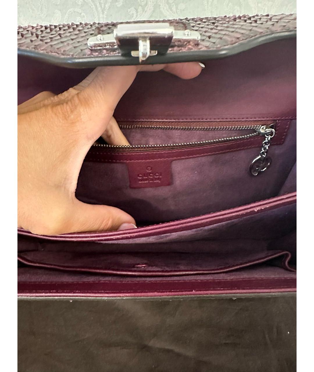 GUCCI Бордовая сумка с короткими ручками из экзотической кожи, фото 5