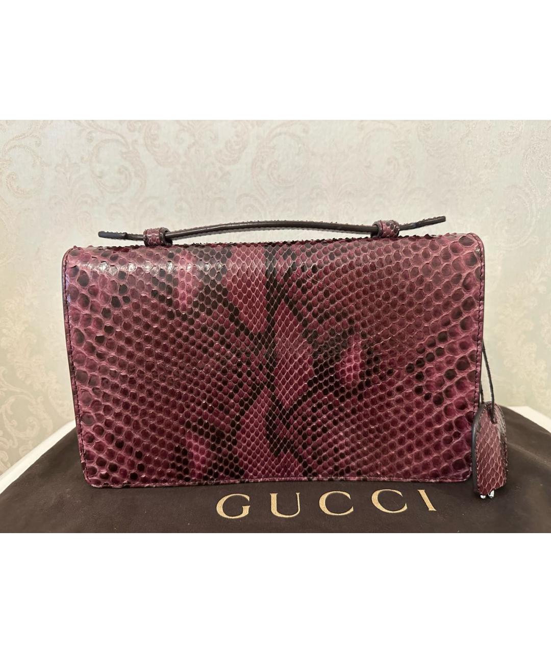 GUCCI Бордовая сумка с короткими ручками из экзотической кожи, фото 6