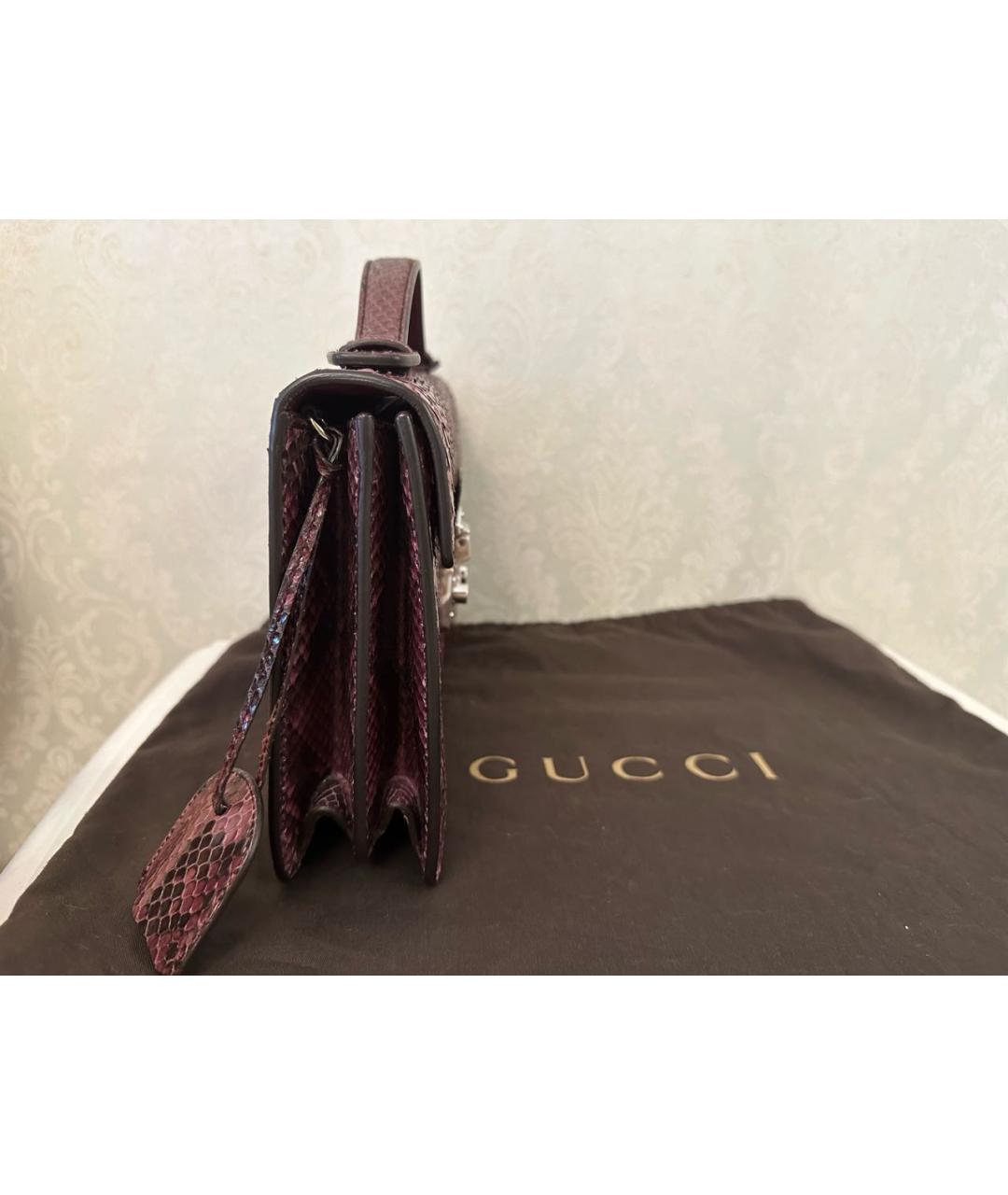 GUCCI Бордовая сумка с короткими ручками из экзотической кожи, фото 8