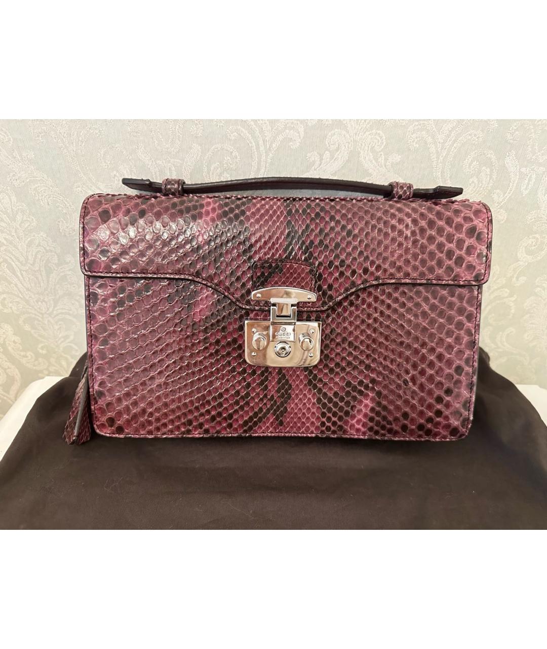 GUCCI Бордовая сумка с короткими ручками из экзотической кожи, фото 9