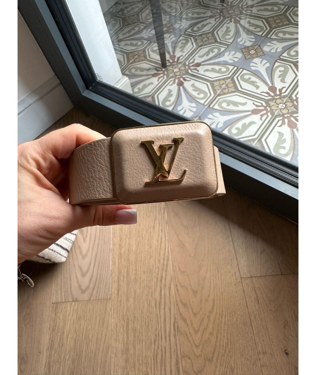 LOUIS VUITTON PRE-OWNED Бежевый кожаный ремень, фото 8