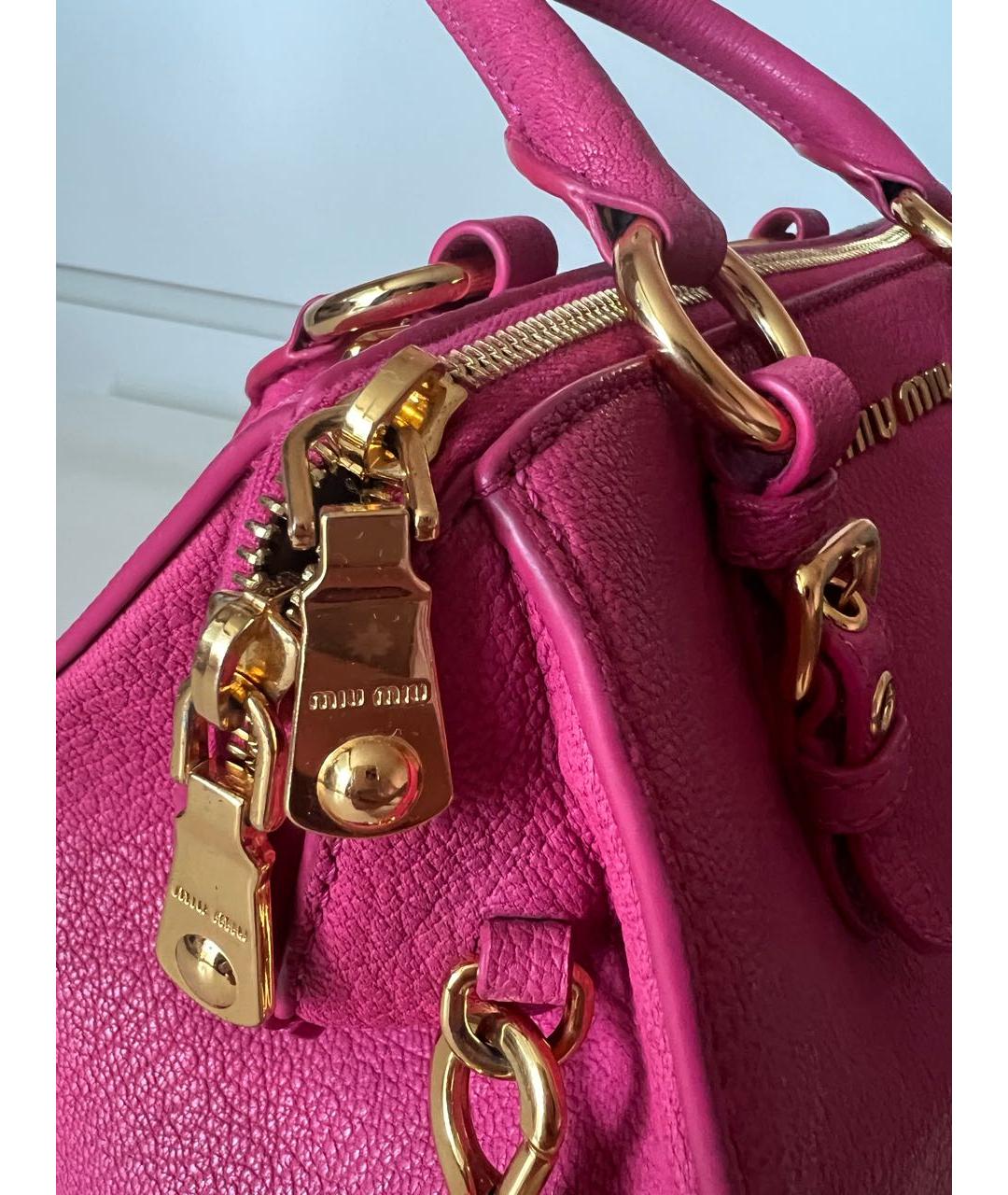 MIU MIU Розовая кожаная сумка с короткими ручками, фото 7